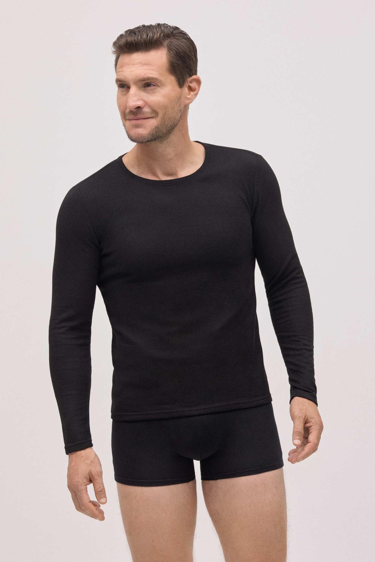 SUPER TÉRMICO Camiseta afelpada hombre negro