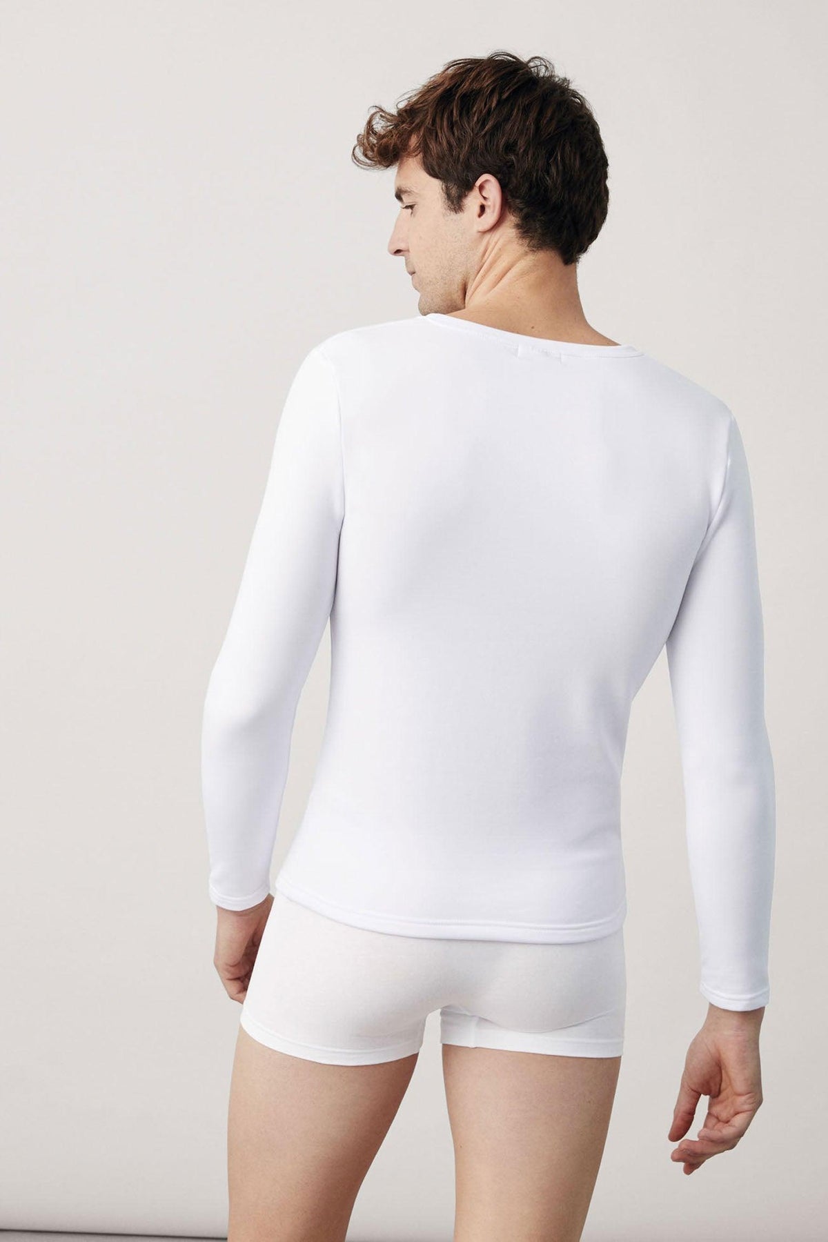 Camiseta térmica interior cuello en V manga larga blanco