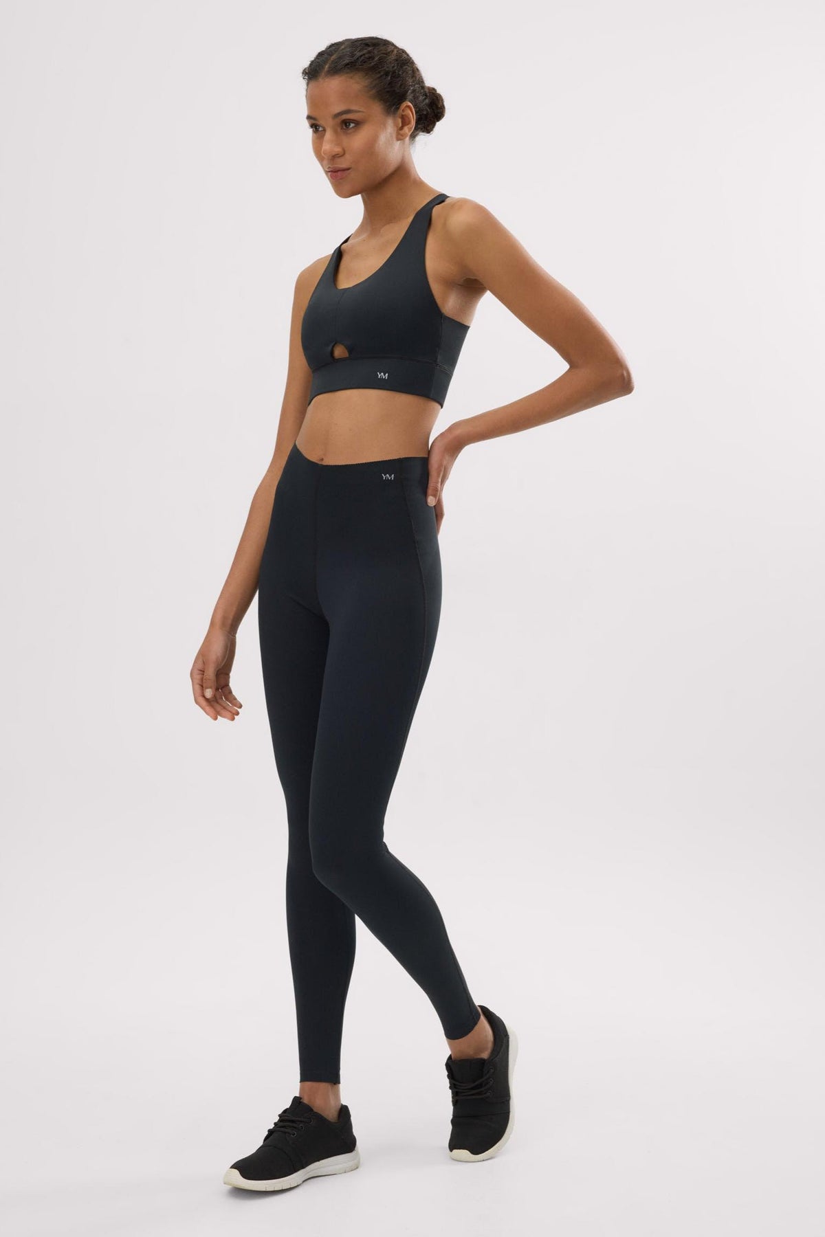 Leggings deportivos compresivos largos vientre plano negro