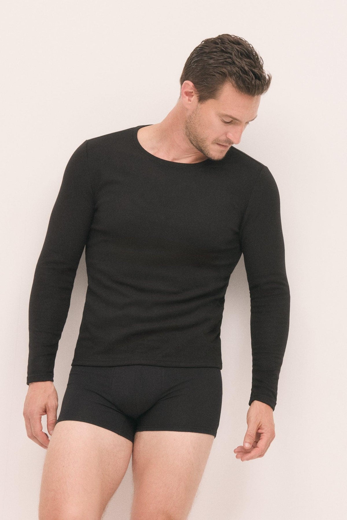 SUPER TÉRMICO Camiseta afelpada hombre negro
