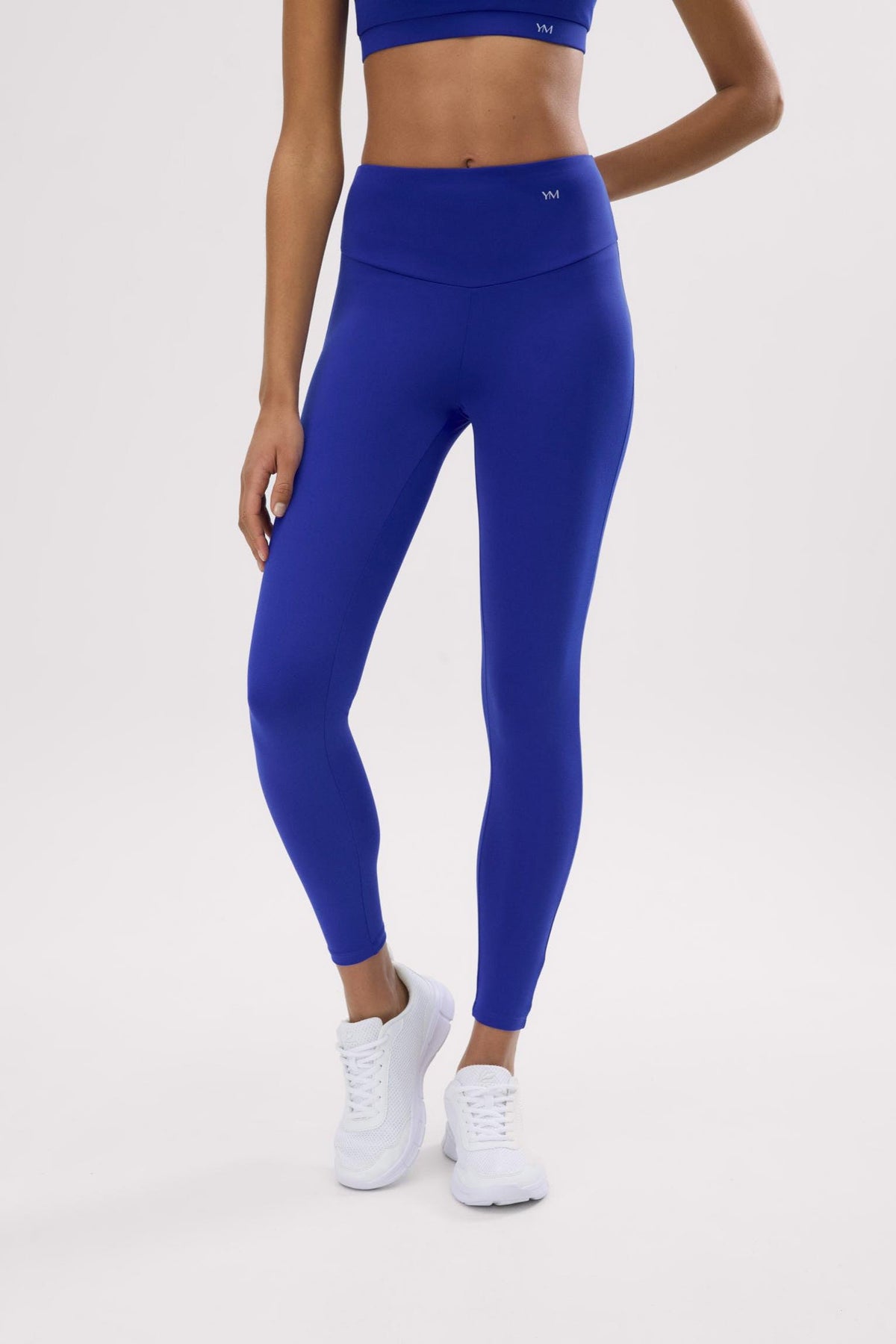 Leggings deportivos de tiro alto con tacto algodonero azul eléctrico