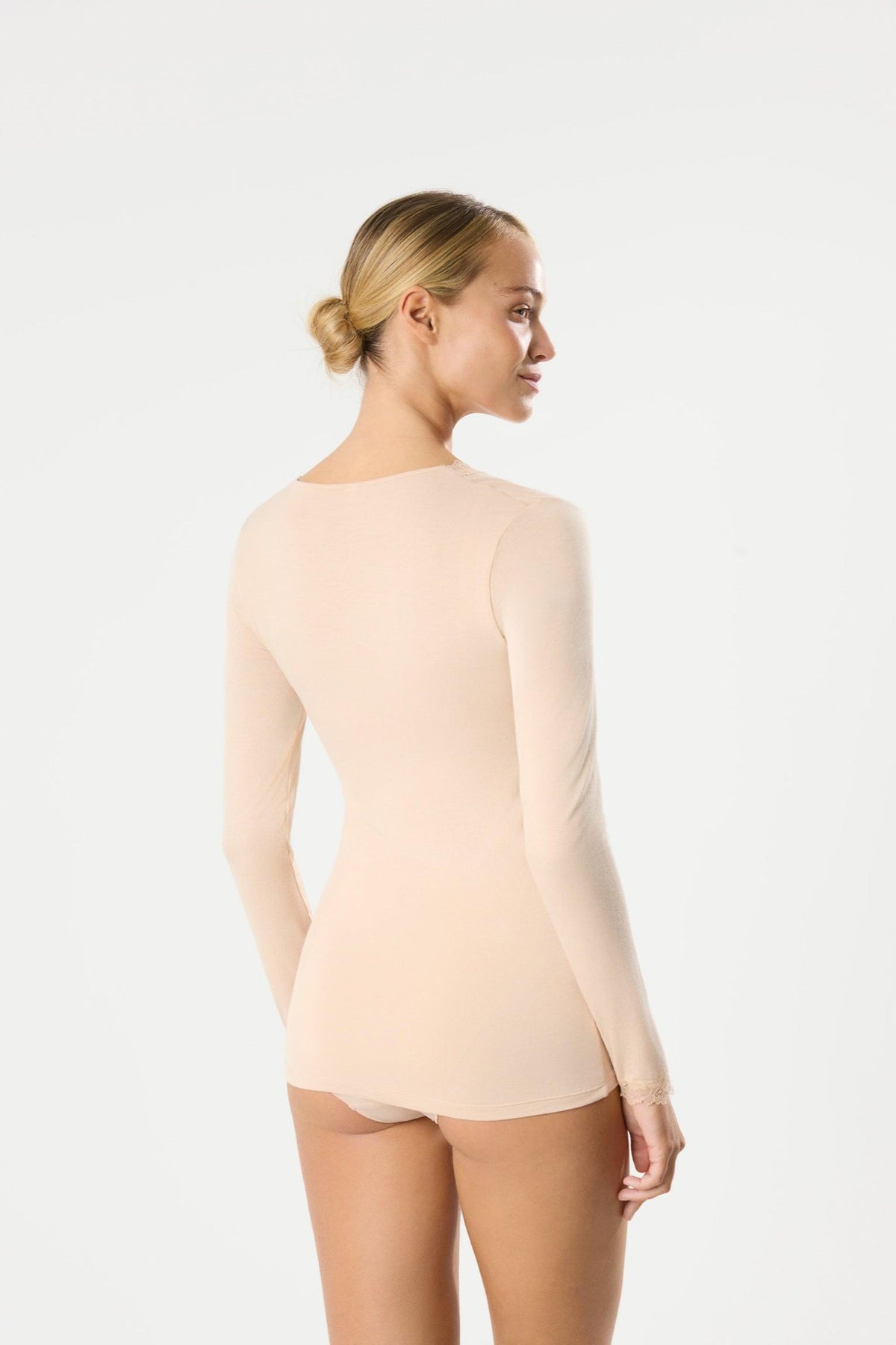 Camiseta interior manga larga bambú nude