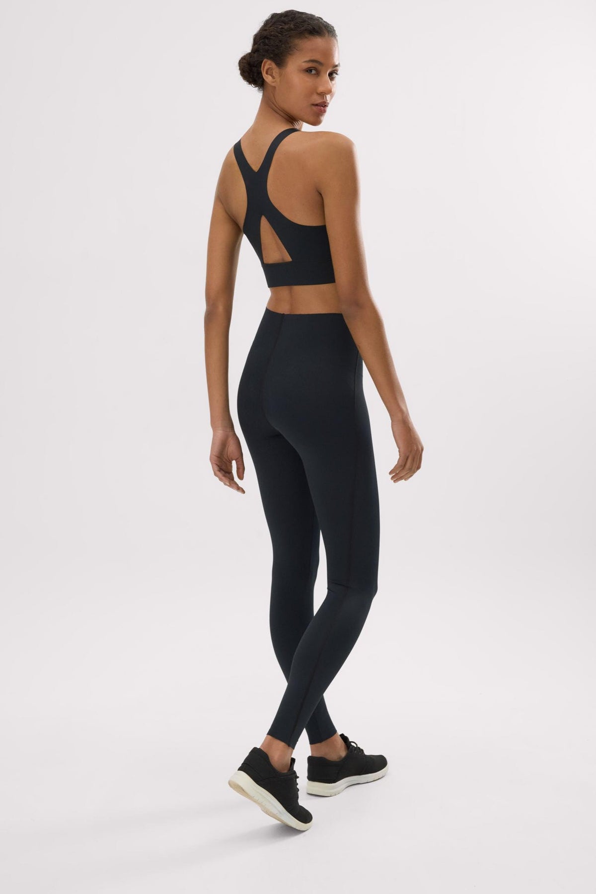 Leggings deportivos compresivos largos vientre plano negro