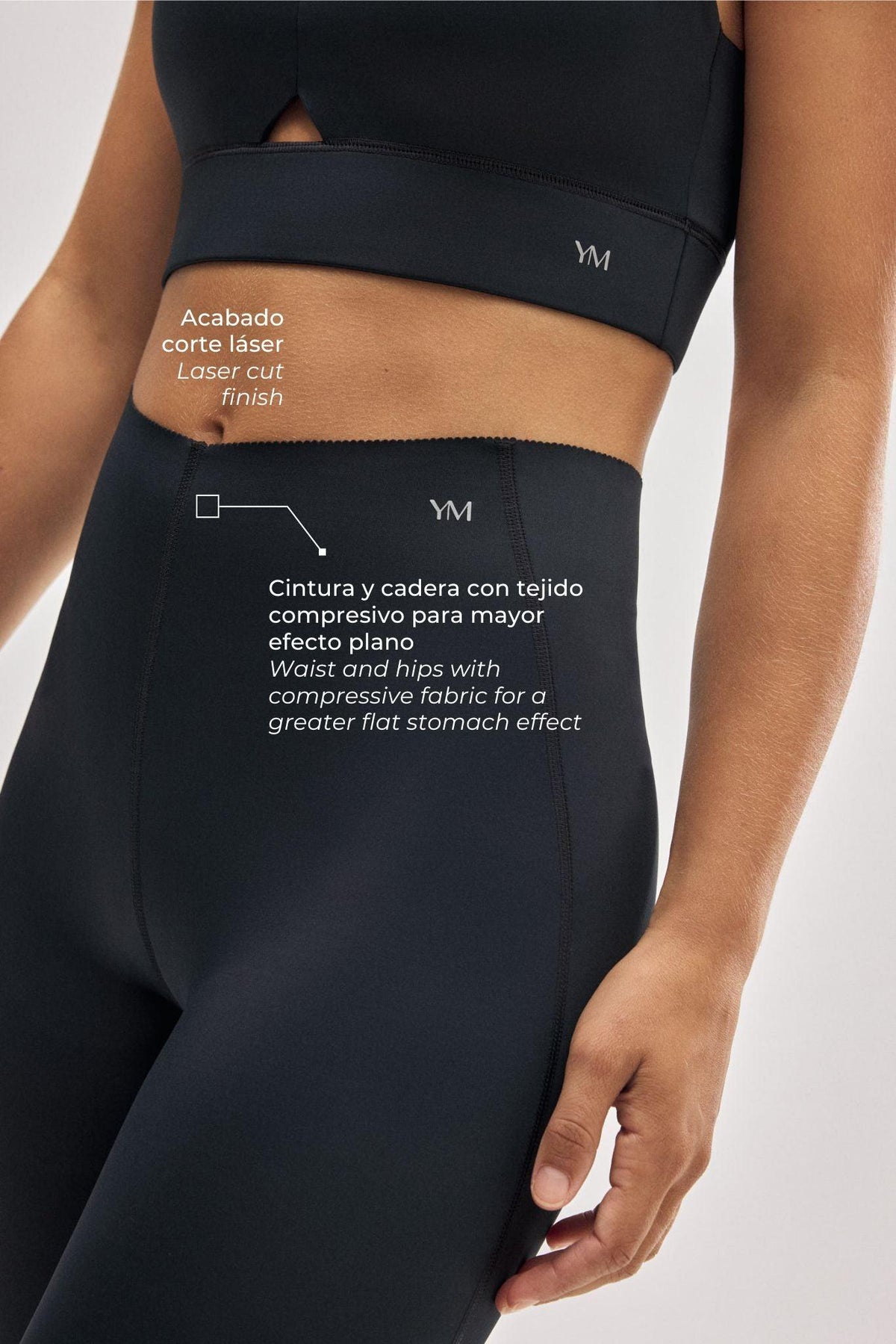Leggings deportivos compresivos largos vientre plano negro