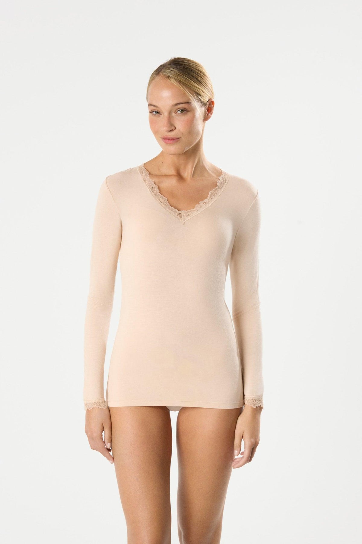 Camiseta interior manga larga bambú nude