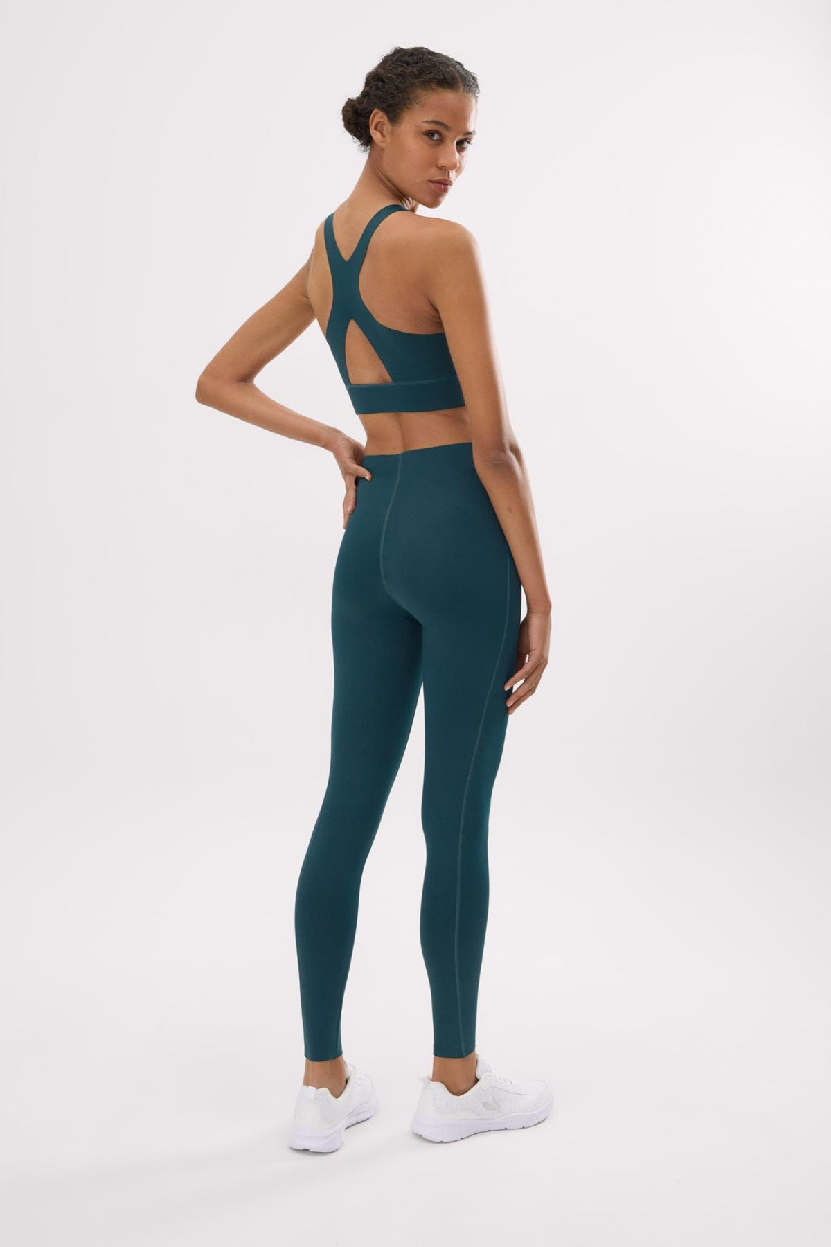 Leggings deportivos largos compresivos vientre plano verde botella