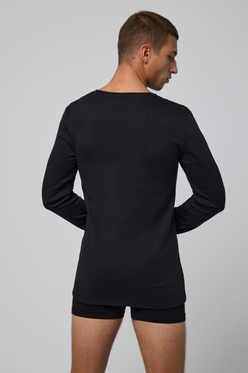 Camiseta Térmica Ligera de Algodón Manga Larga Negro