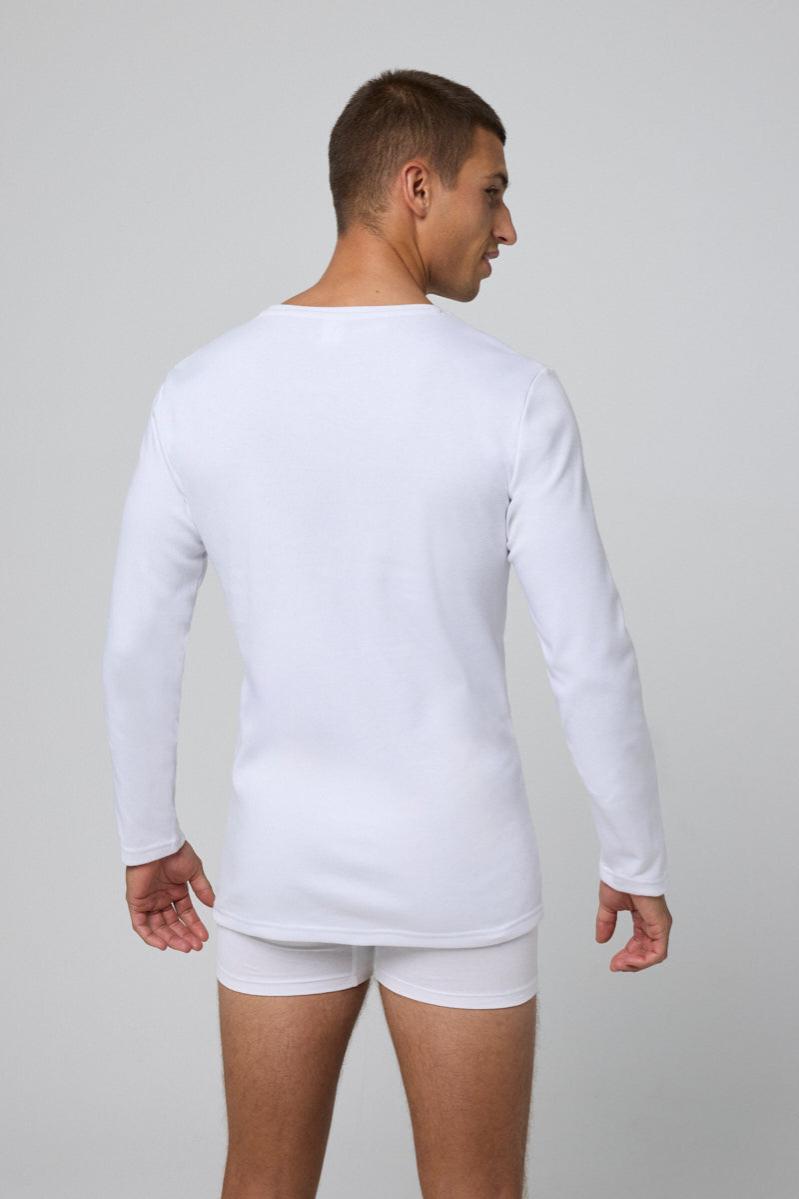 Camiseta térmica ligera de algodón manga larga blanco