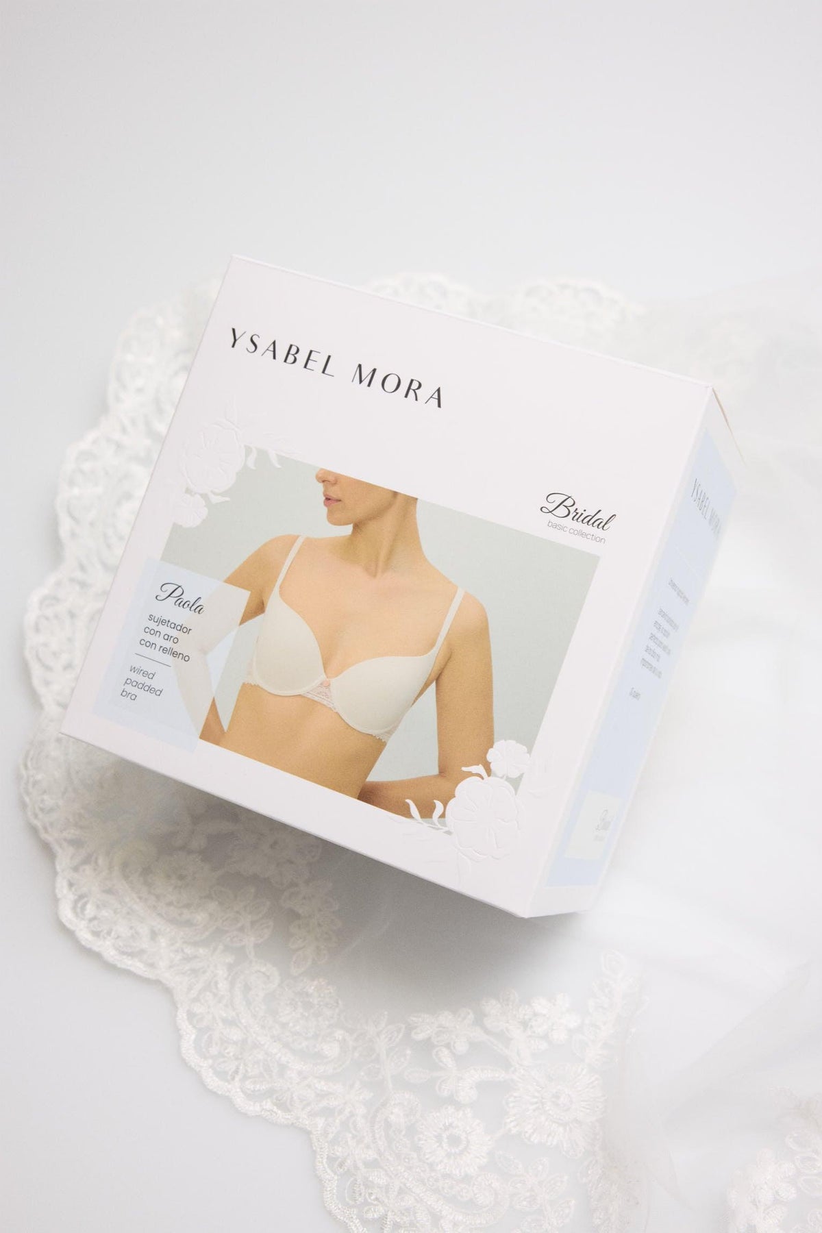 Brasier con aro con relleno de encaje blanco Paola | Colección Novia