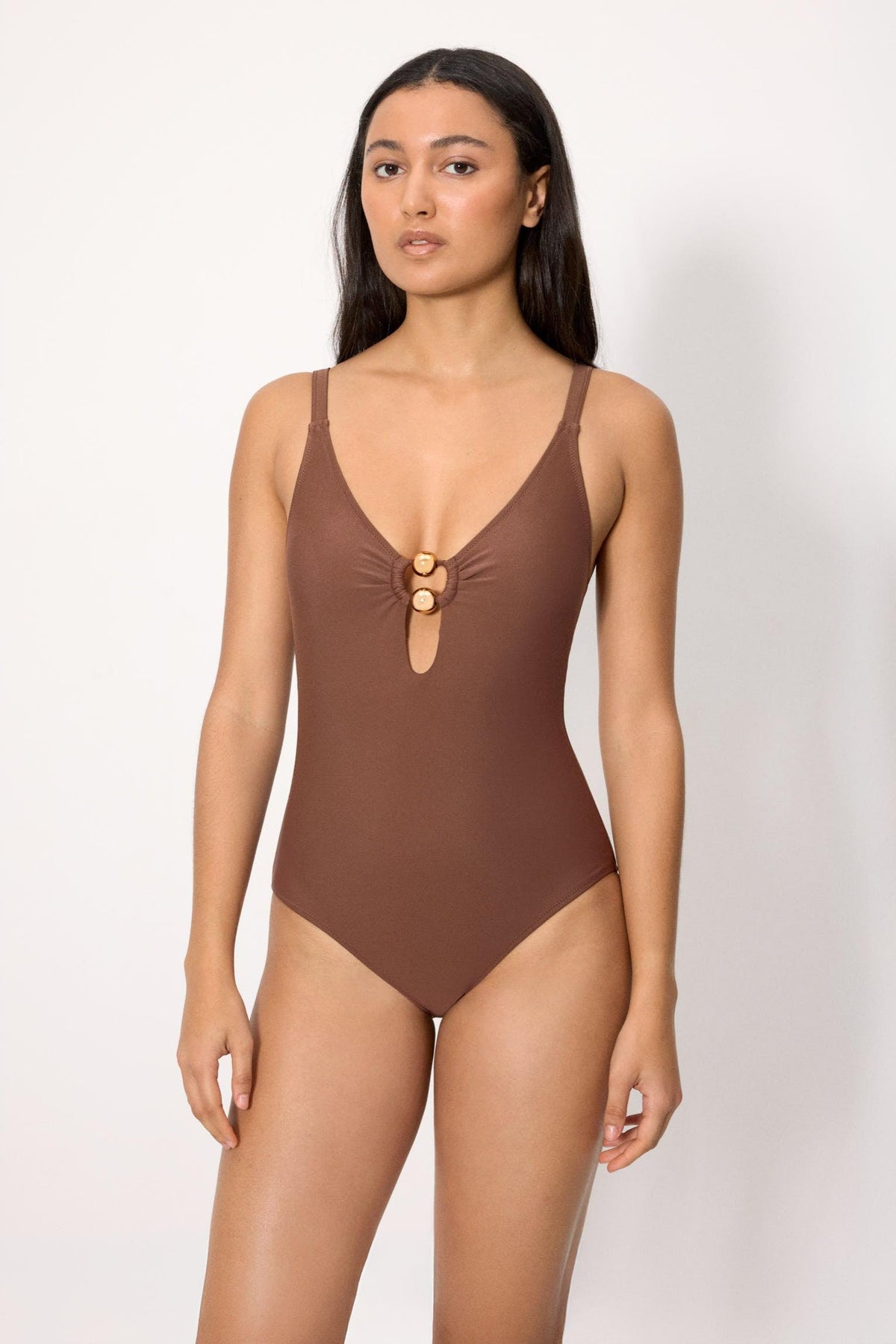 Traje de baño moldeador marrón copa B