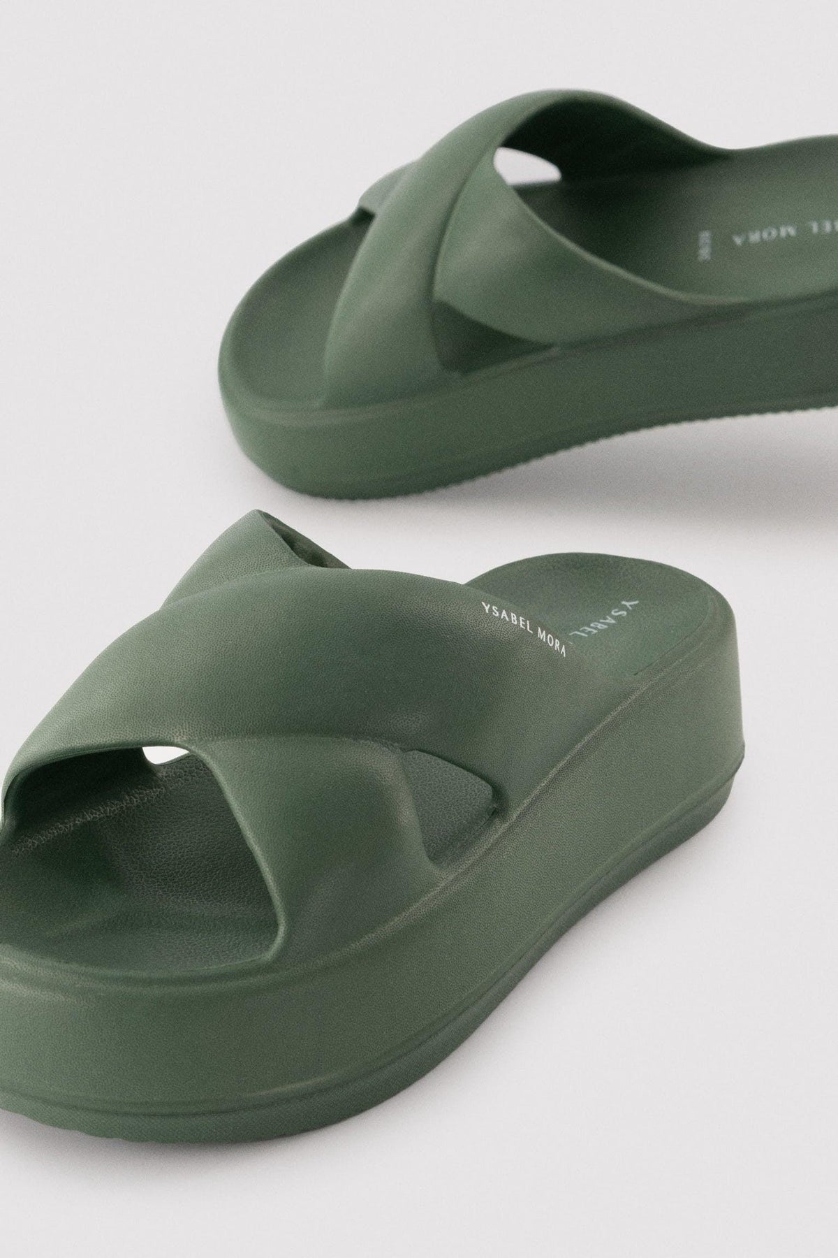Chanclas de playa con plataforma antiderrapantes ligeras verde botella