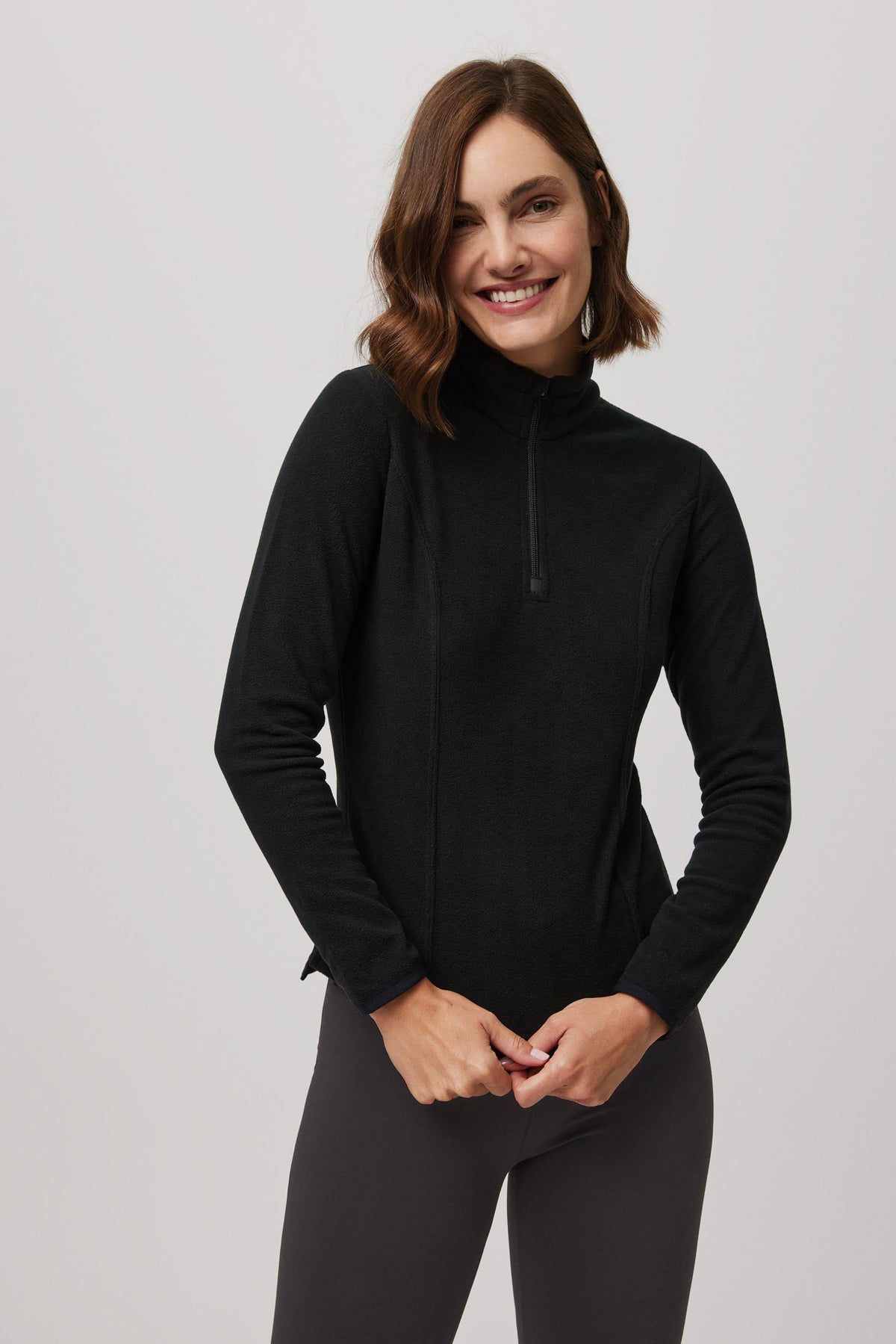 SÚPER TÉRMICO Chamarra polar con media cremallera para mujer negro