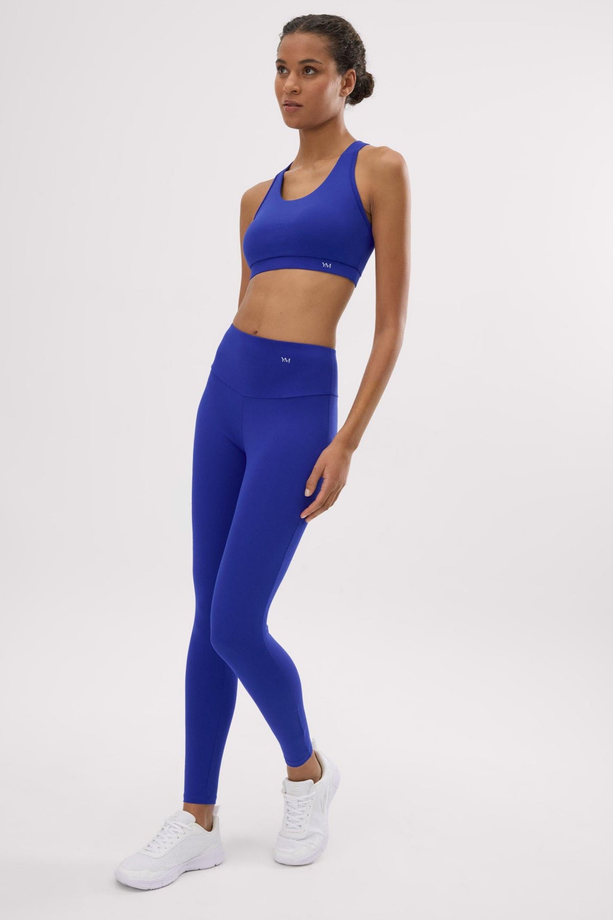 Leggings deportivos de tiro alto con tacto algodonero azul eléctrico
