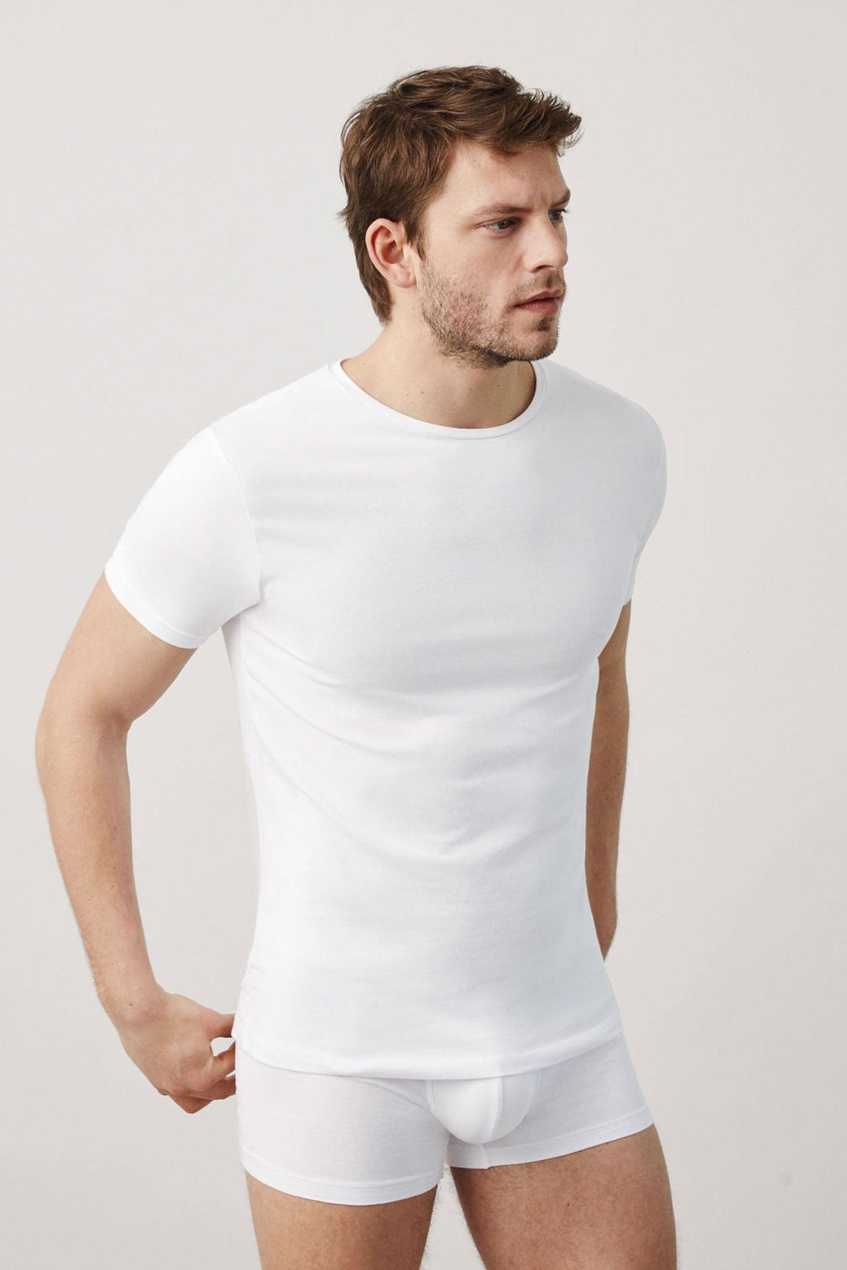 Camiseta interior manga corta algodón blanco
