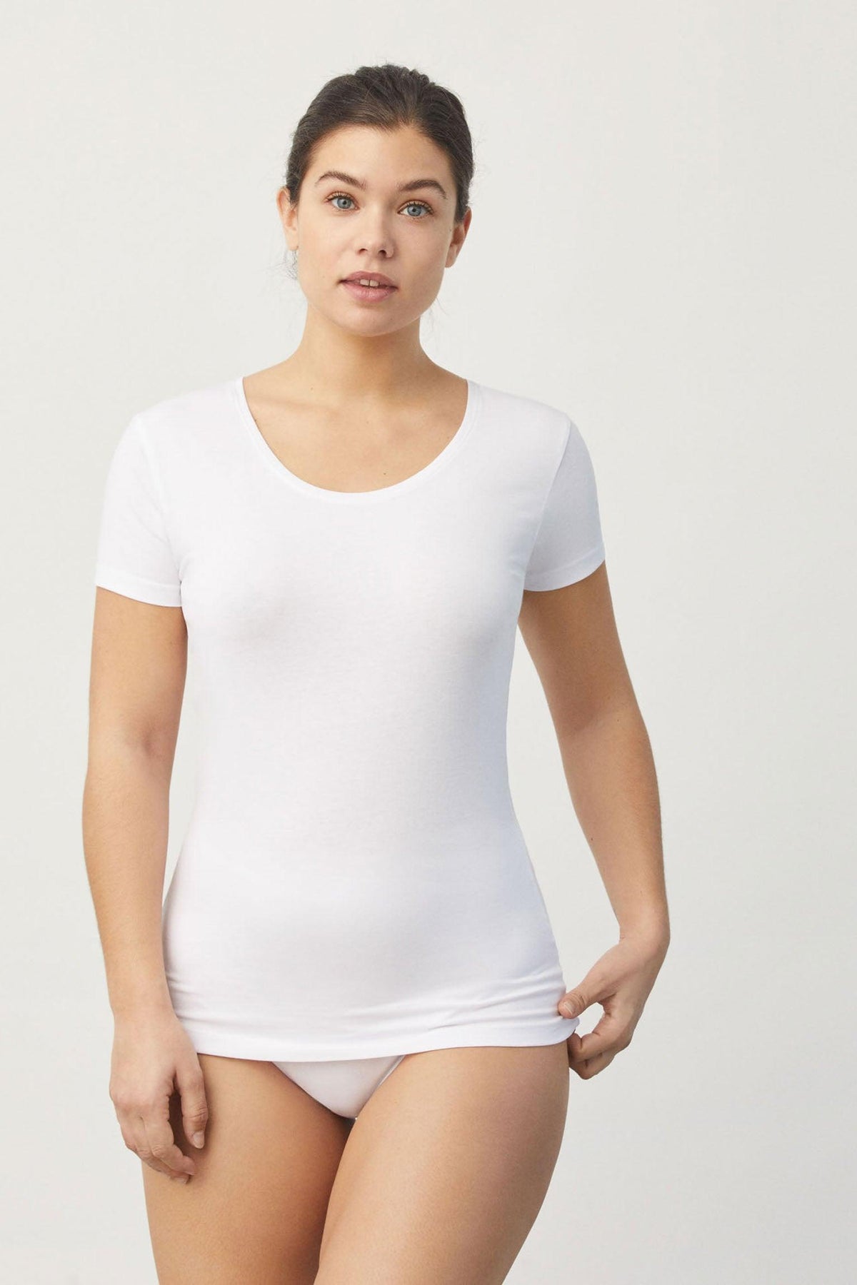 Camiseta interior manga corta algodón blanco