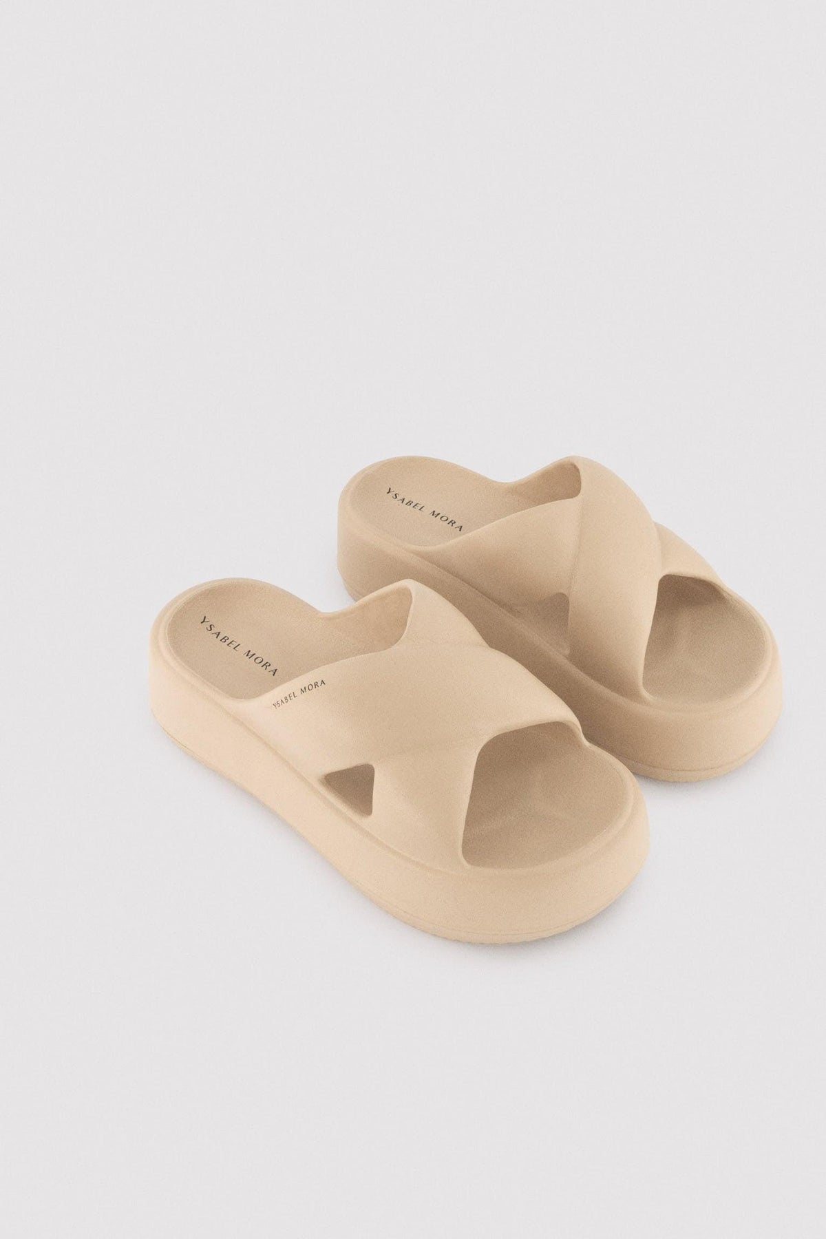 Chanclas de playa con plataforma antiderrapantes ligeras beige