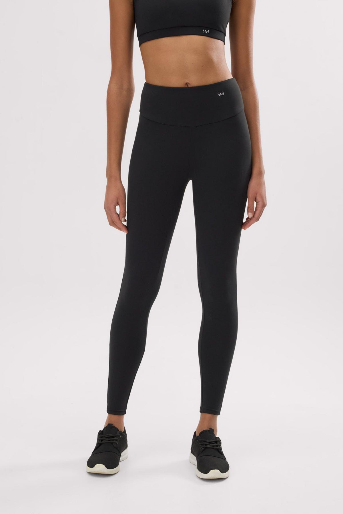 Leggings deportivos de tiro alto con tacto algodonero negro
