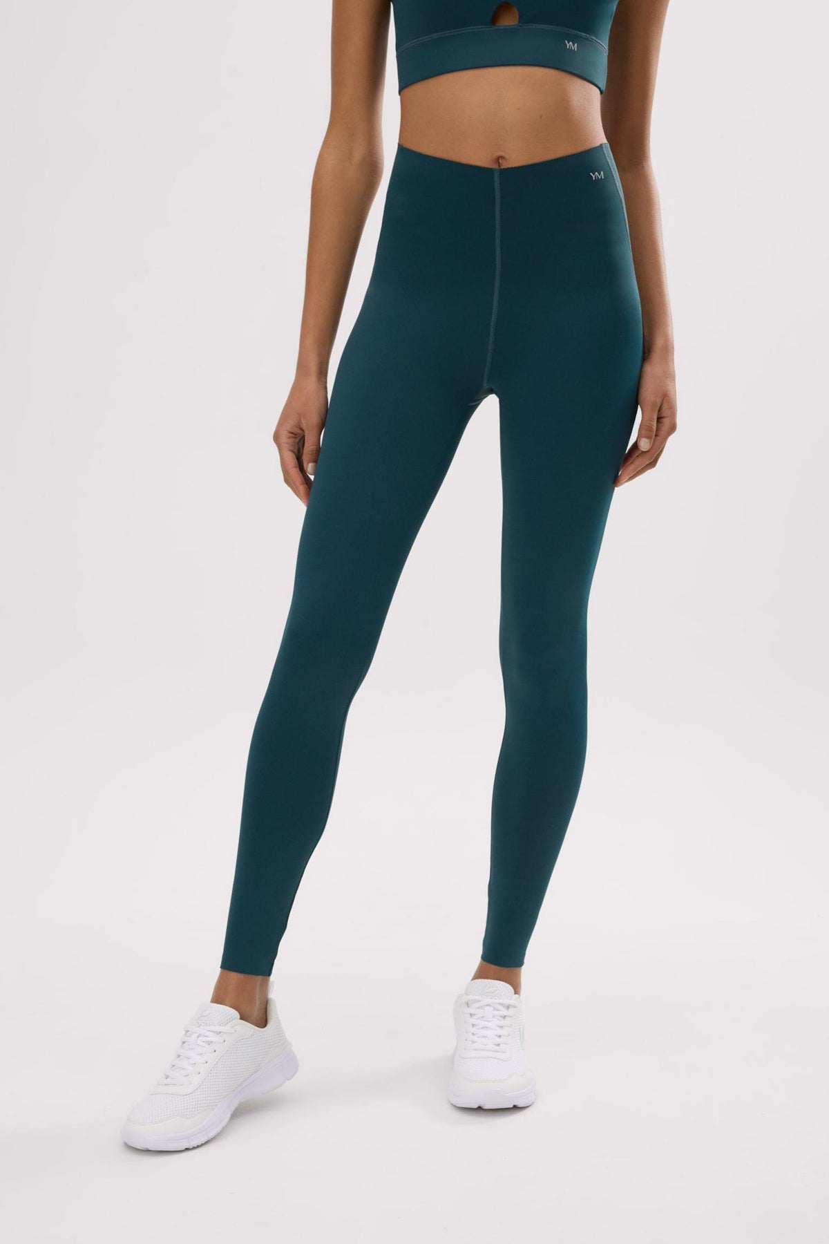 Leggings deportivos largos compresivos vientre plano verde botella