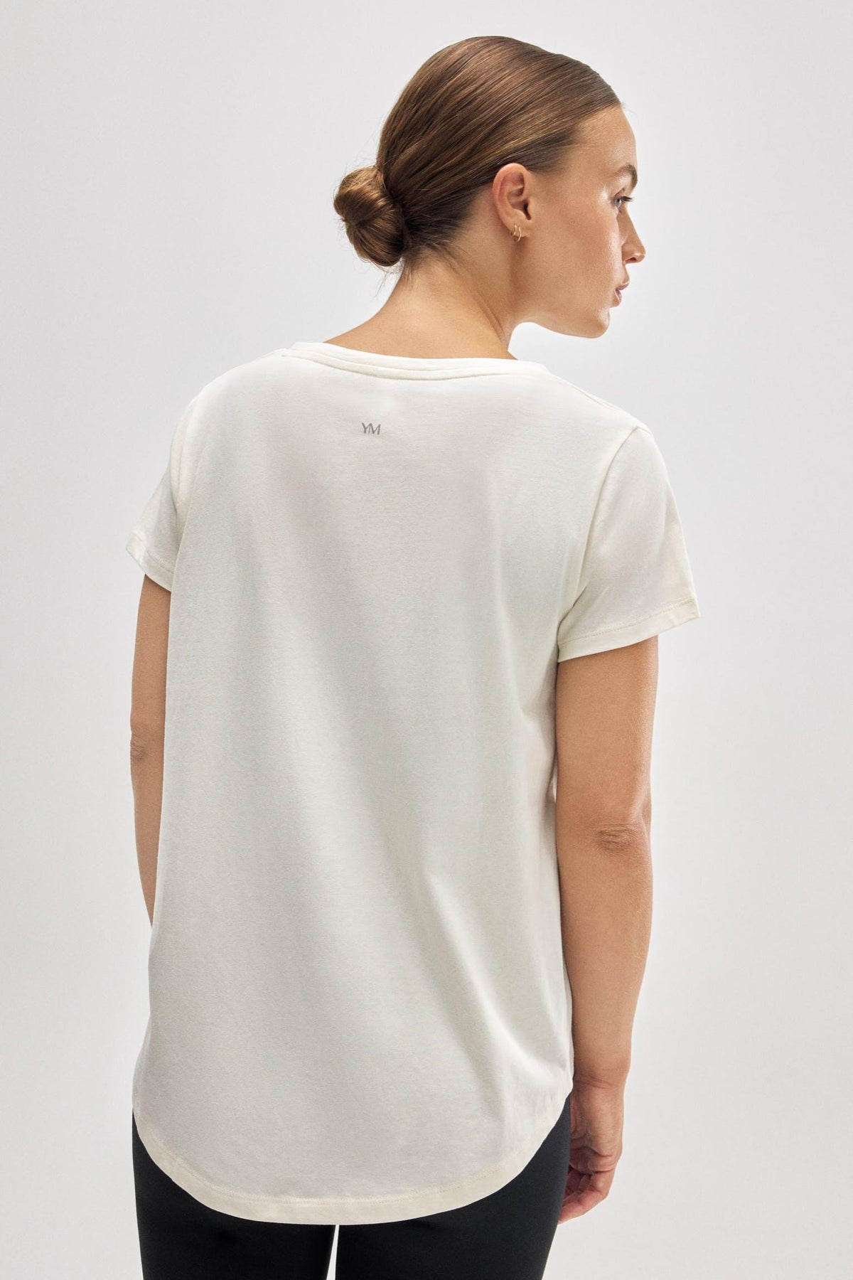Camiseta de algodón básica estilo deportivo color marfil