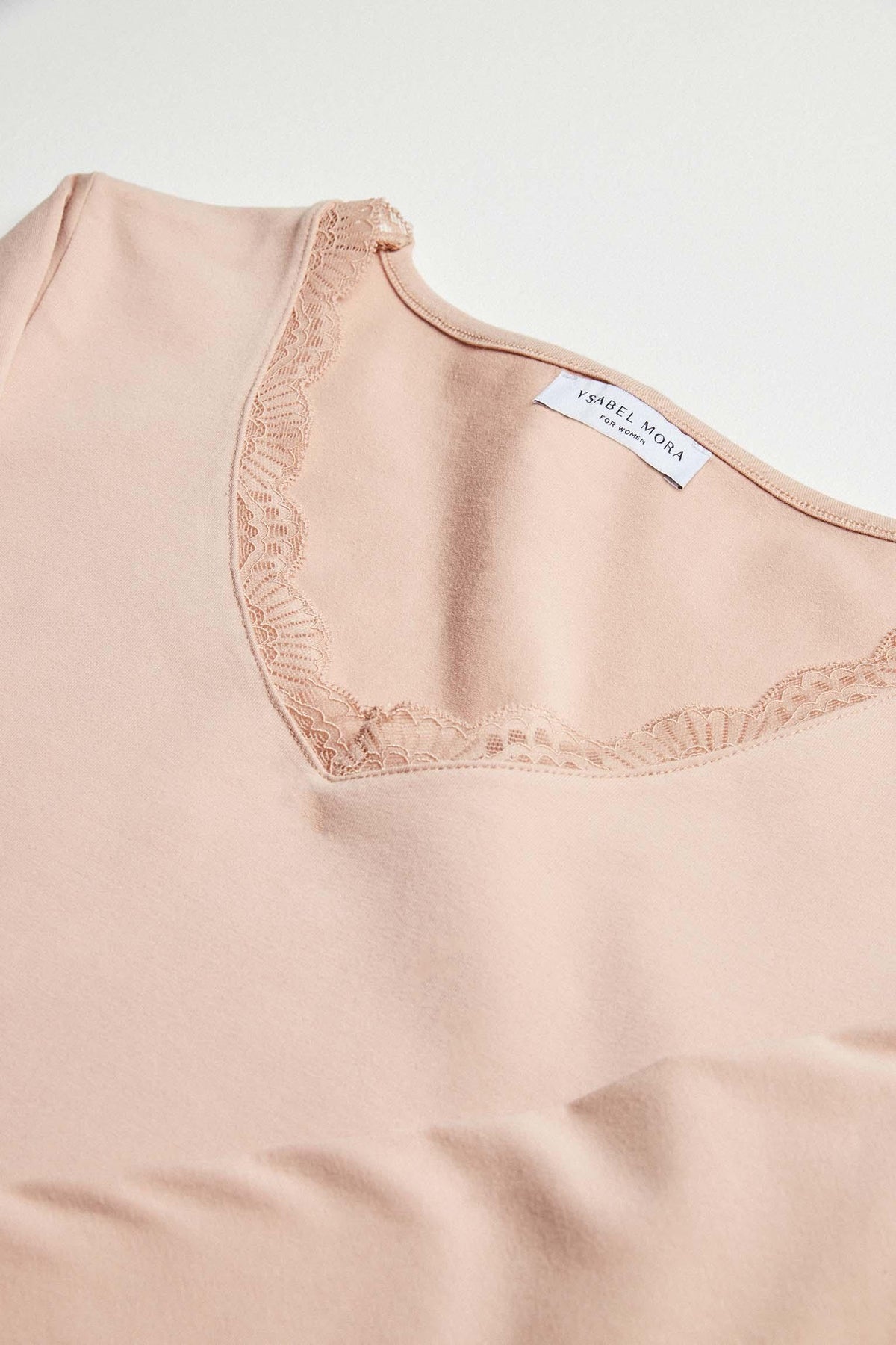 Camiseta lencera manga larga de algodón nude