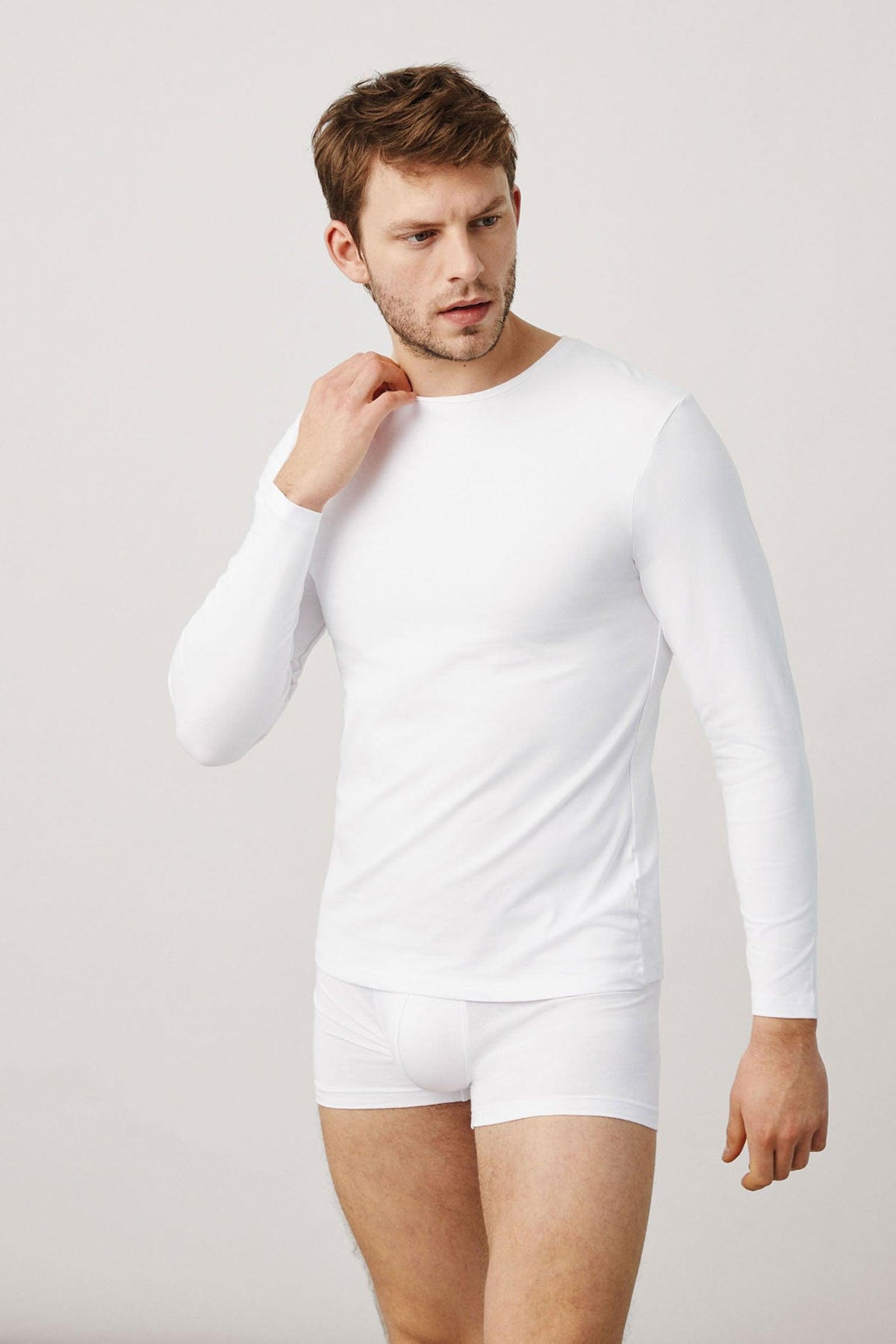 Camiseta interior manga larga de algodón blanco