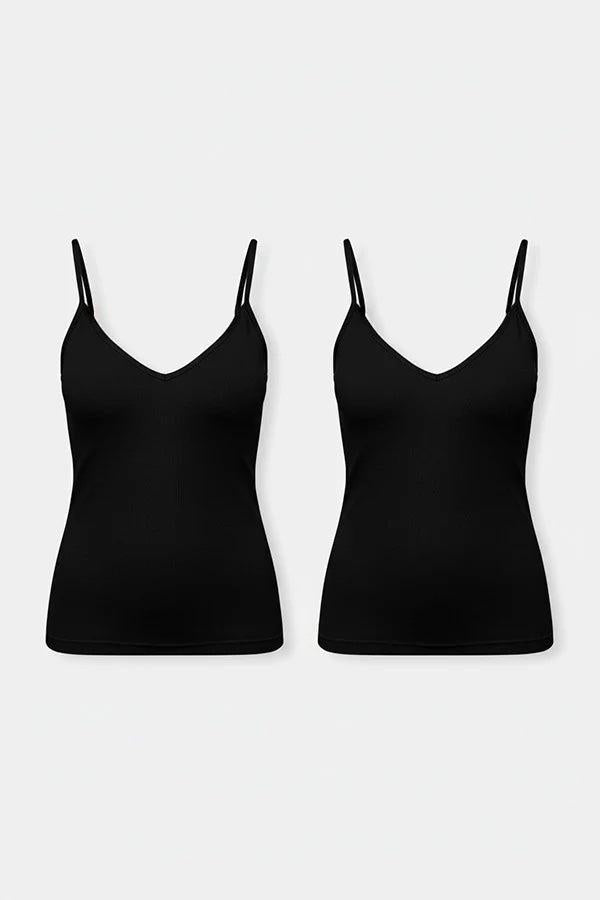 Pack de 2 camisetas interiores de tirantes de algodón negro