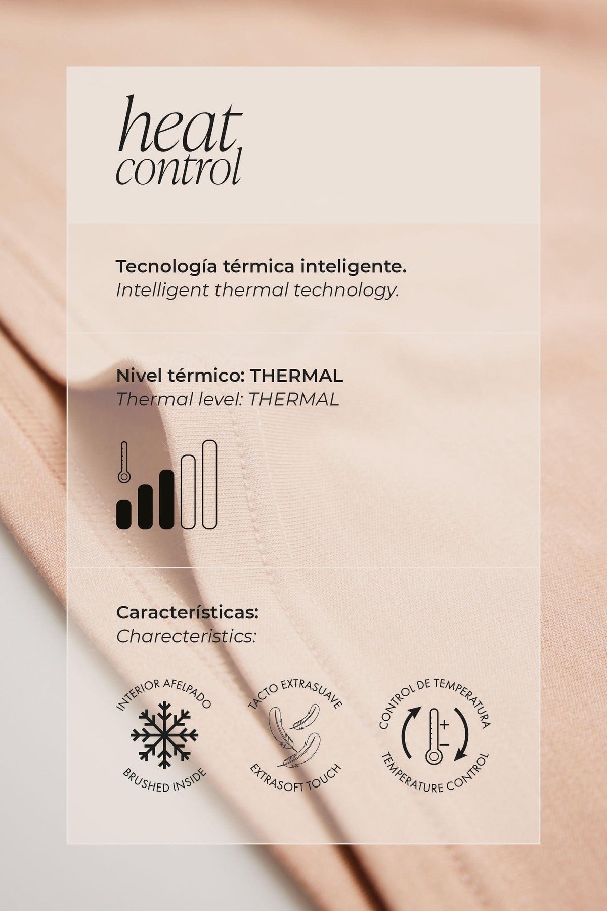 Camiseta térmica control de temperatura detalle encaje manga larga marfil
