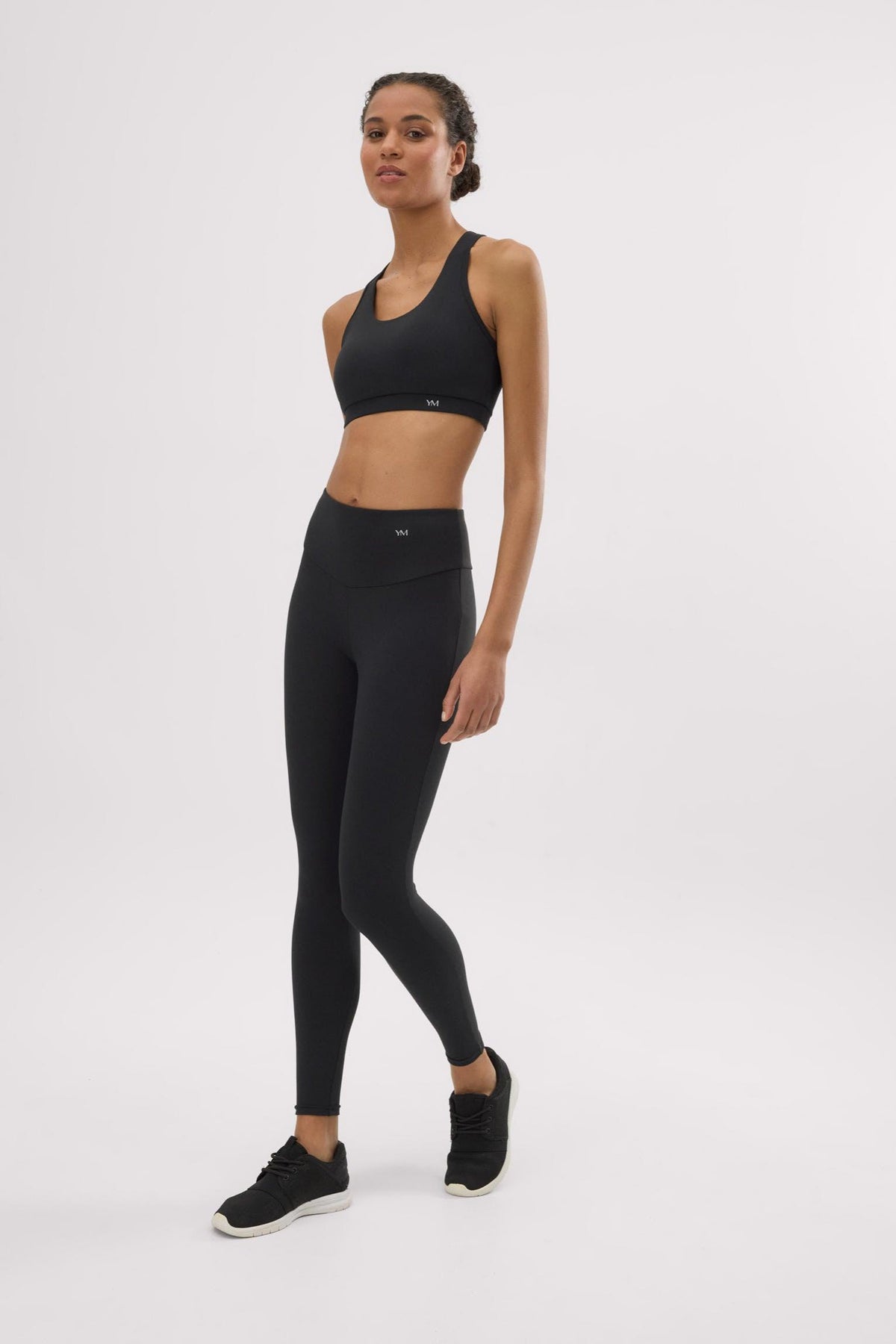 Leggings deportivos de tiro alto con tacto algodonero negro