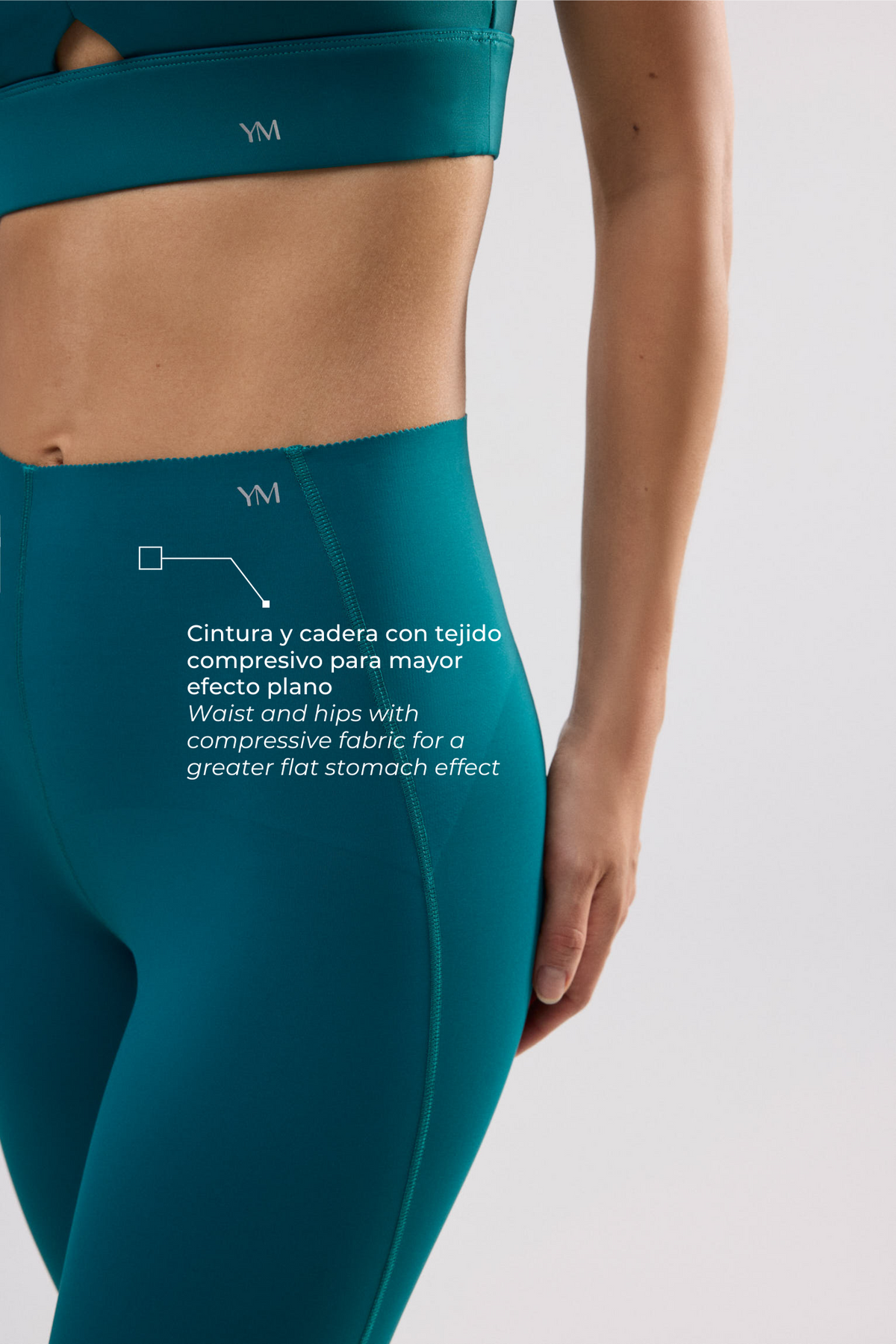 Leggings deportivos largos compresivos vientre plano verde botella