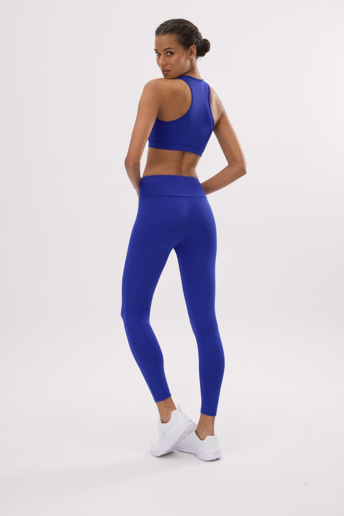 Leggings deportivos de tiro alto con tacto algodonero azul eléctrico