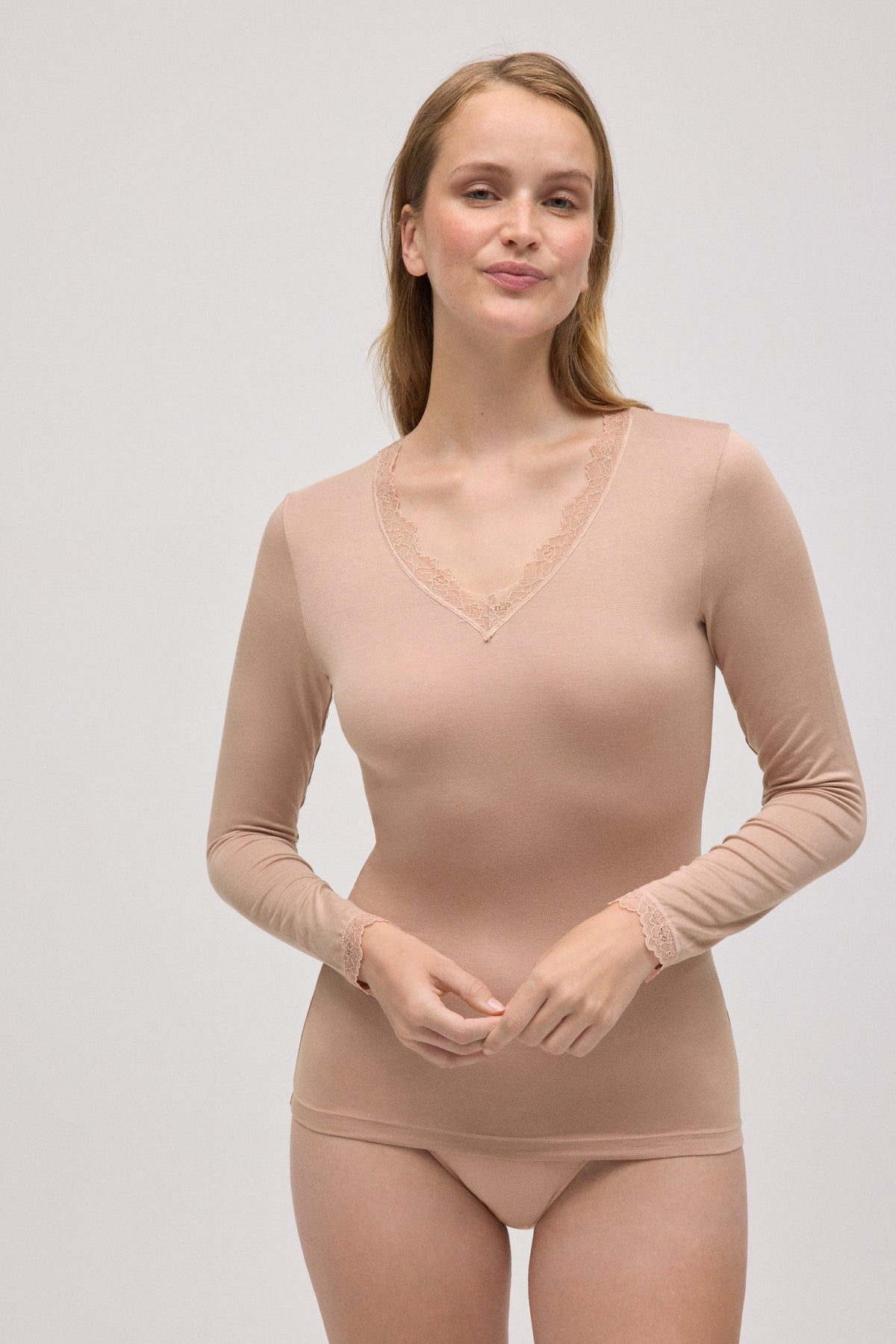 Camiseta interior manga larga de bambú nude