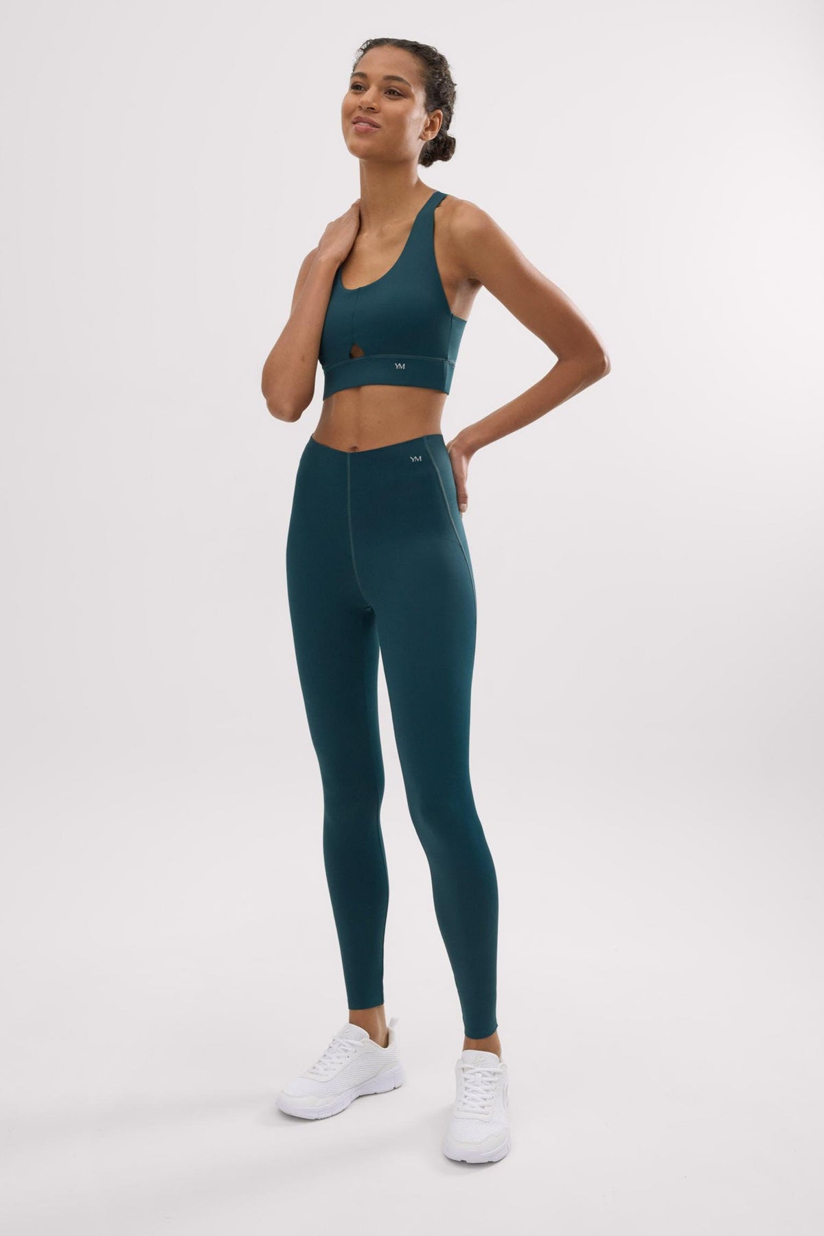 Leggings deportivos largos compresivos vientre plano verde botella