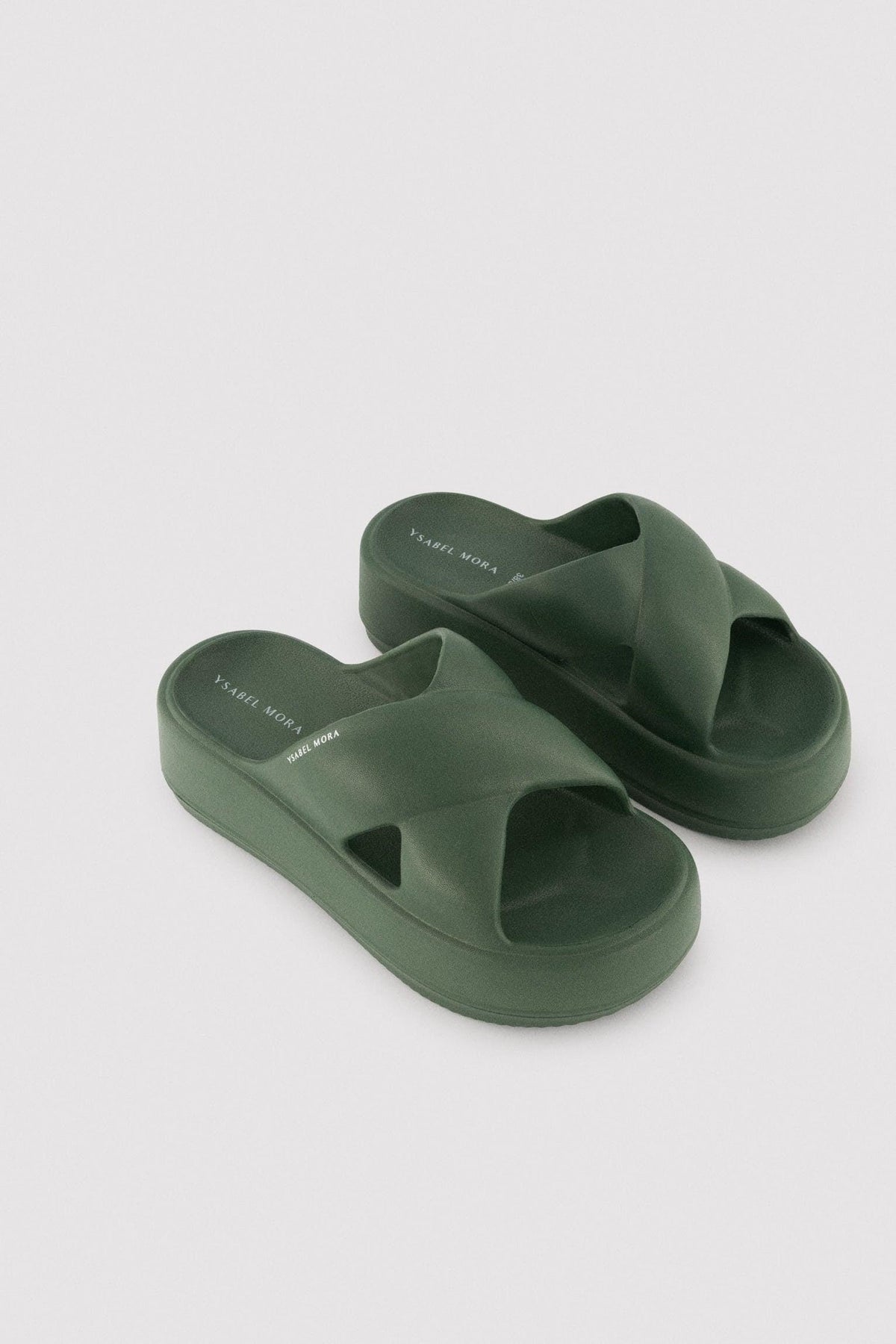 Chanclas de playa con plataforma antiderrapantes ligeras verde botella