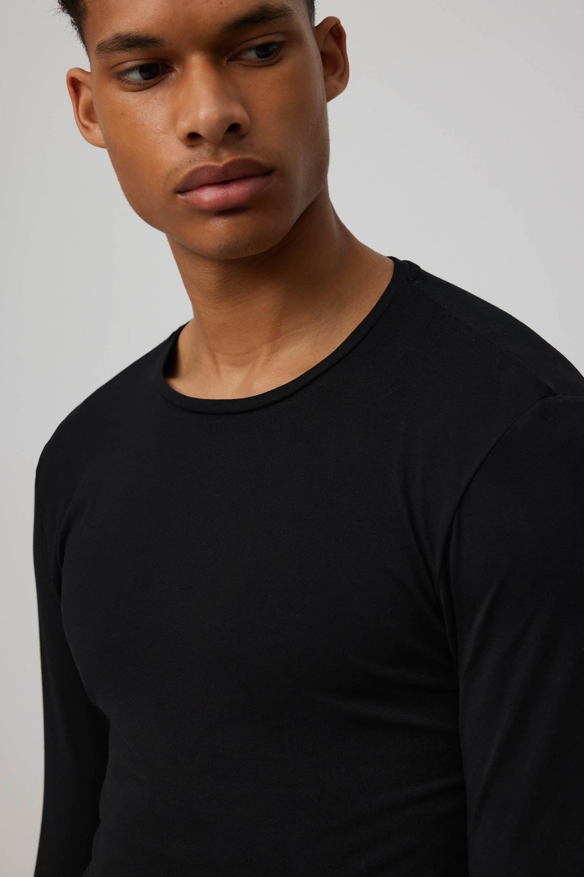 Camiseta interior manga larga algodón negro