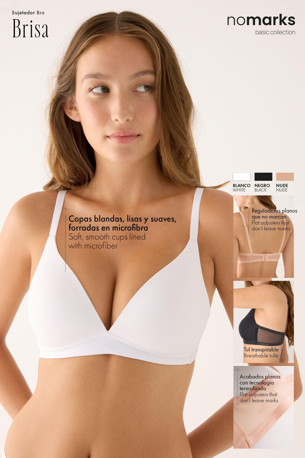 Bra nomarks Brisa sin aro con relleno blanco | Paula Echevarría