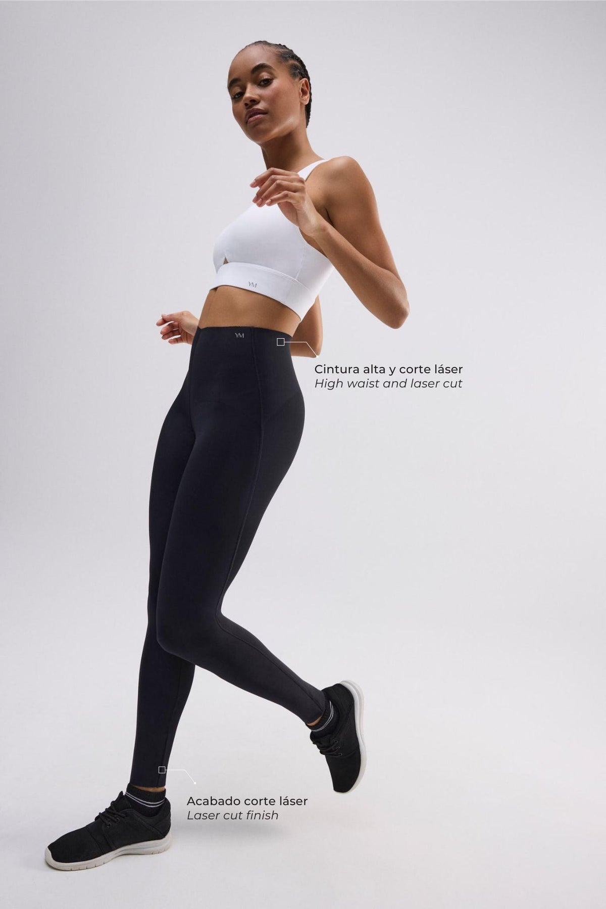 Leggings deportivos compresivos largos vientre plano negro