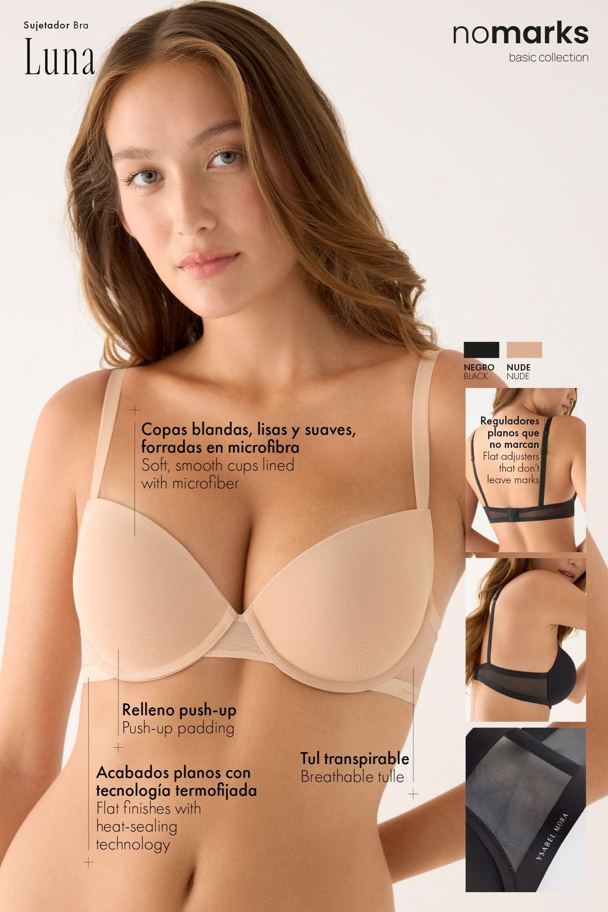 Sujetador nomarks Luna push-up nude | Paula Echevarría