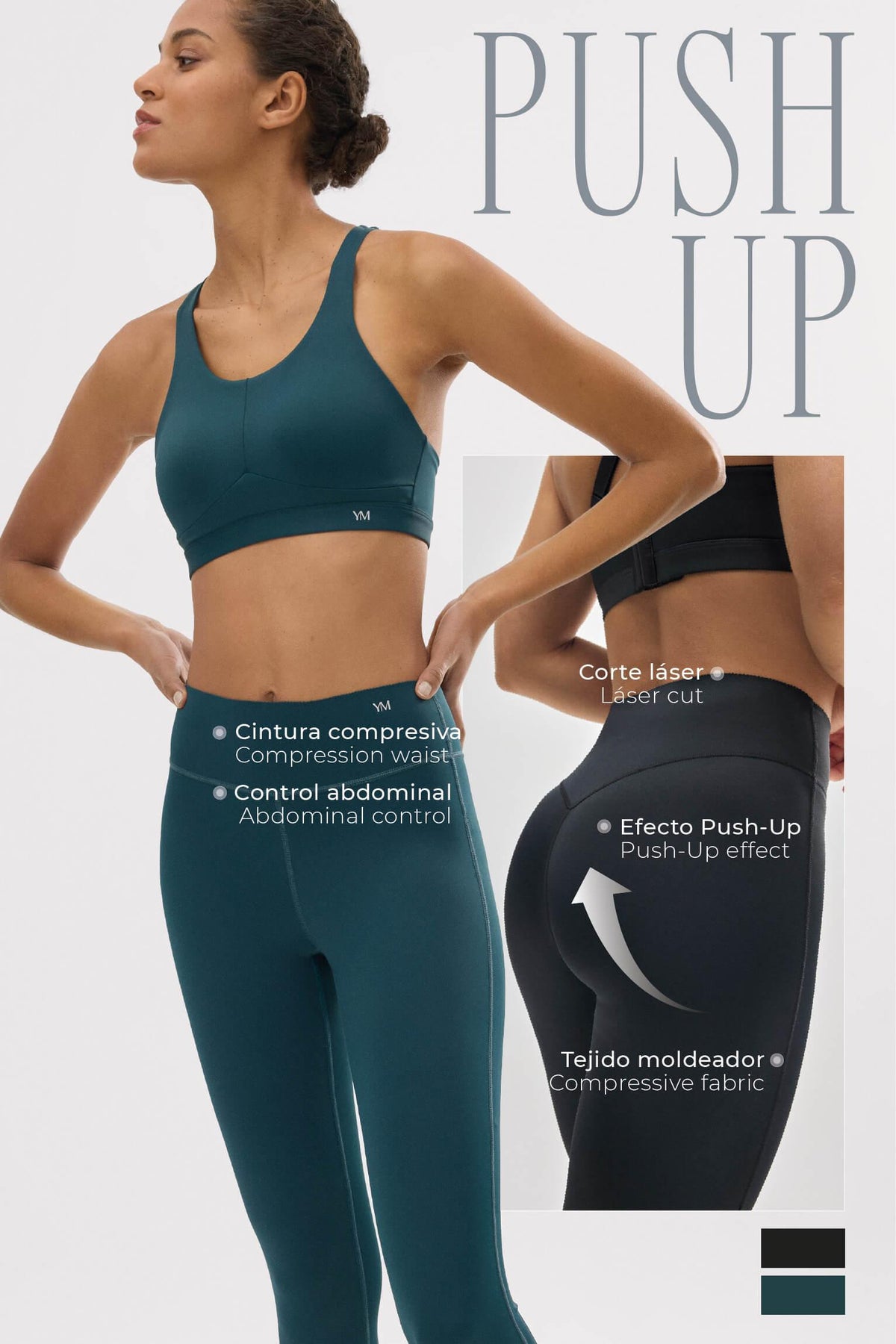 Leggings deportivos Compressive efecto push-up verde botella