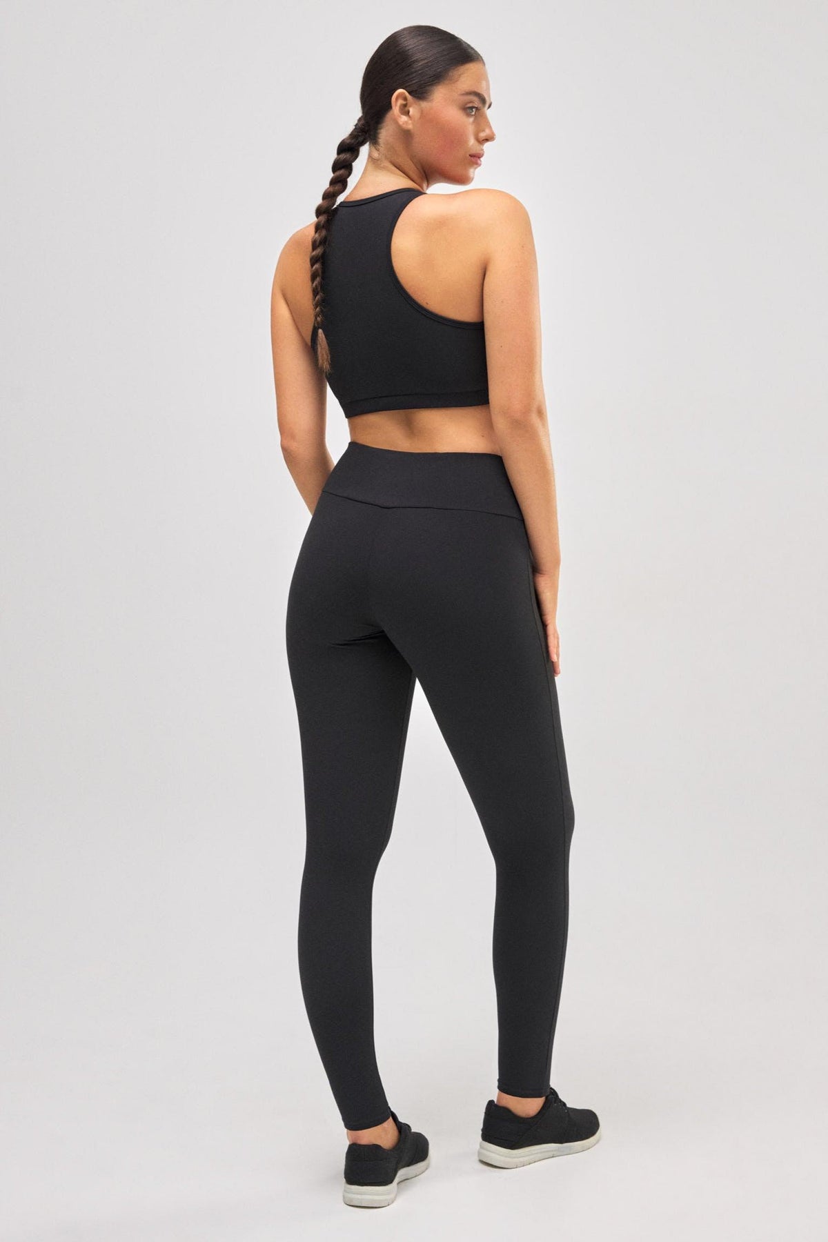 Leggings deportivos de tiro alto con tacto algodonero negro