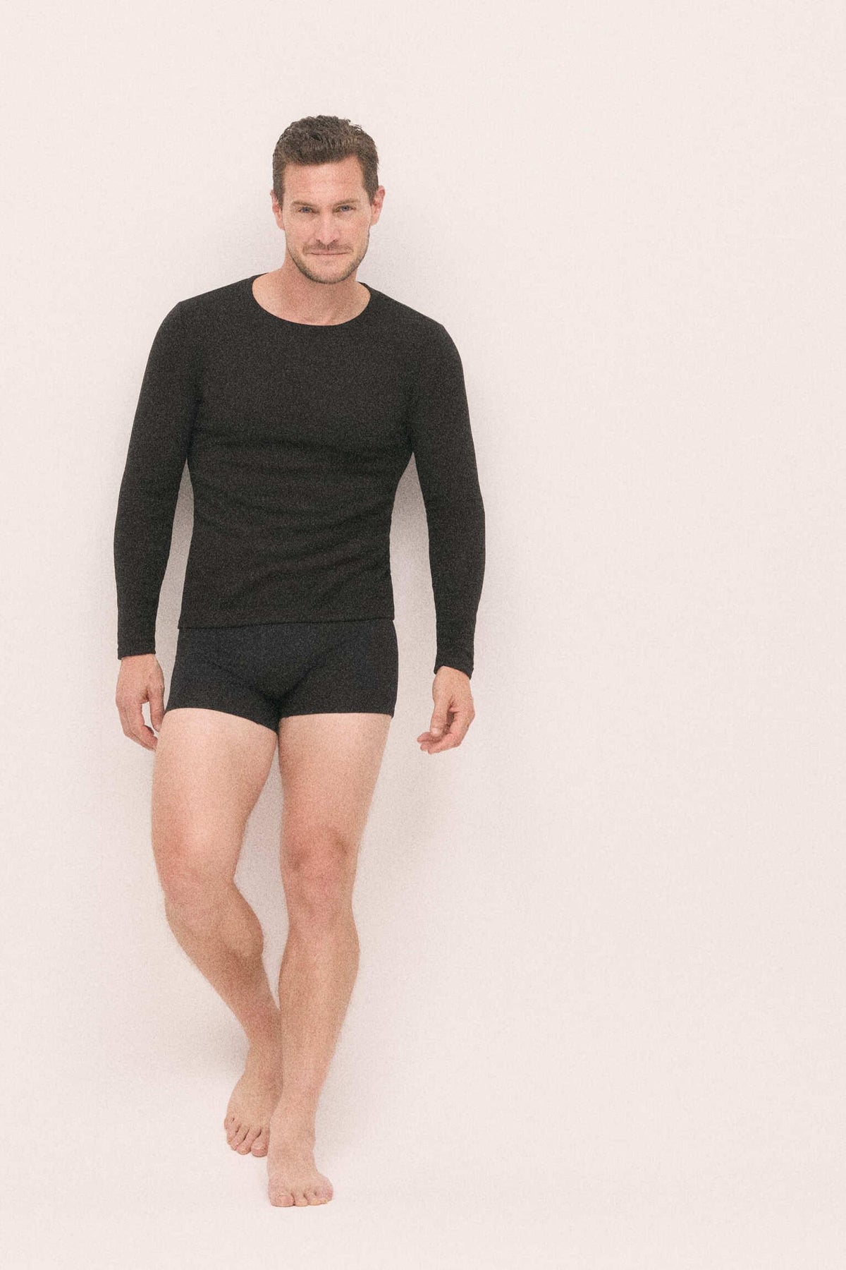 SUPER TÉRMICO Camiseta afelpada hombre negro