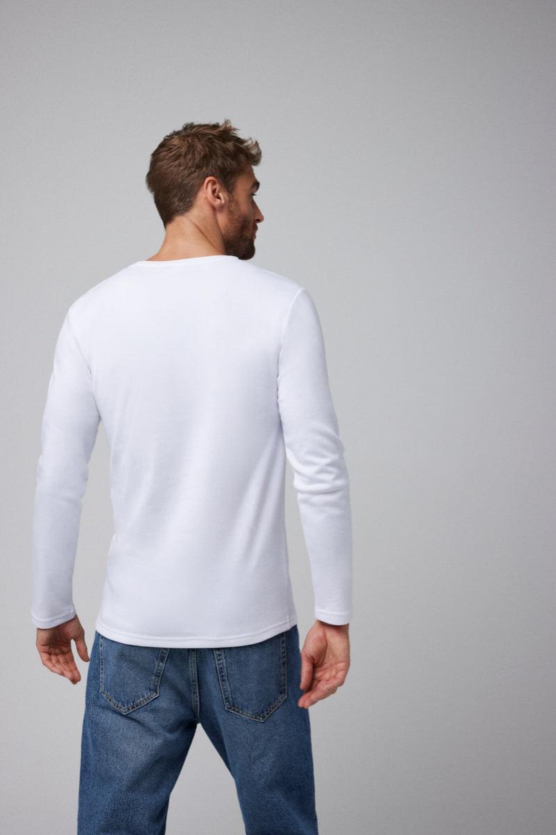Camiseta térmica ligera de algodón manga larga blanco