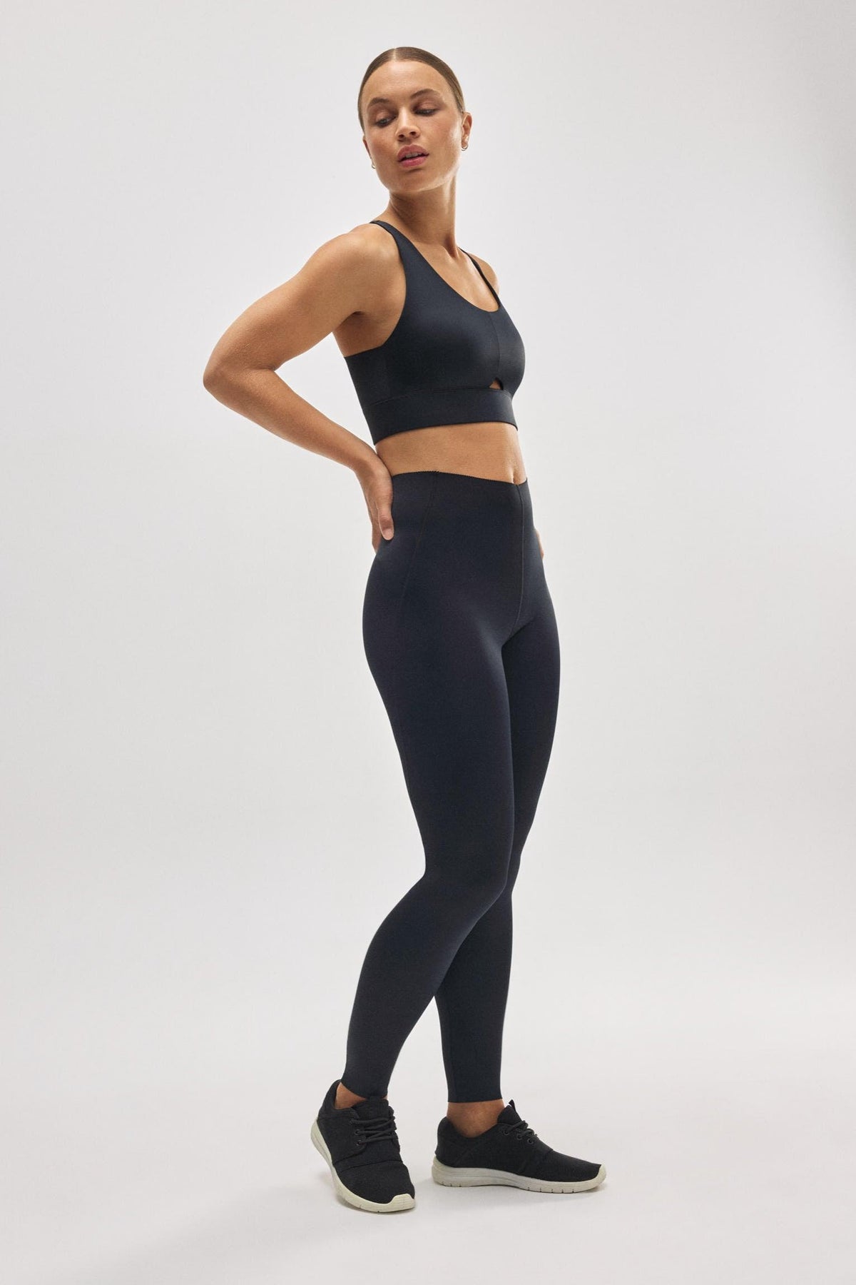 Leggings deportivos compresivos largos vientre plano negro